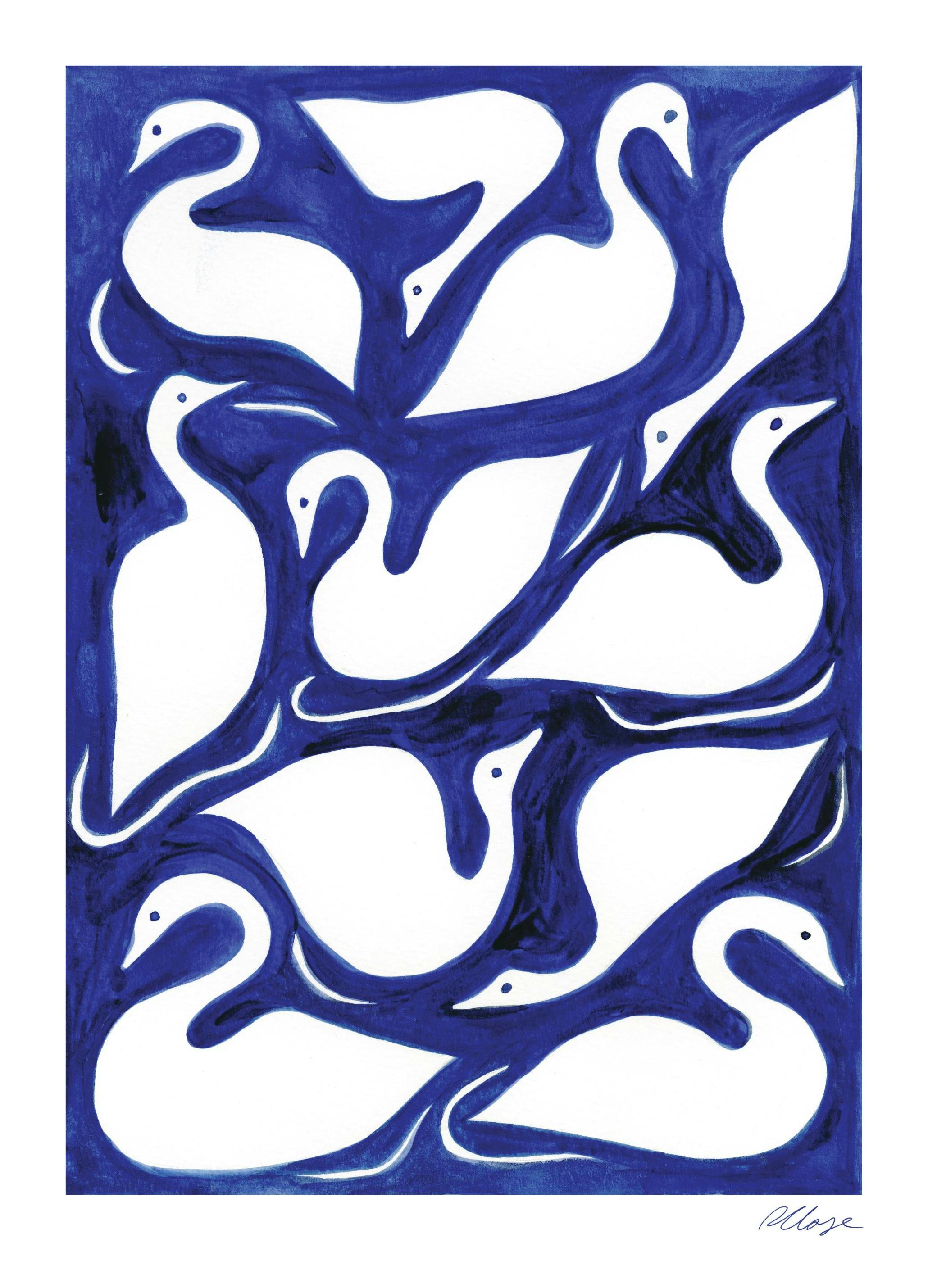 Rosanna Corfe - Swan Pond Print (50x70 cm)