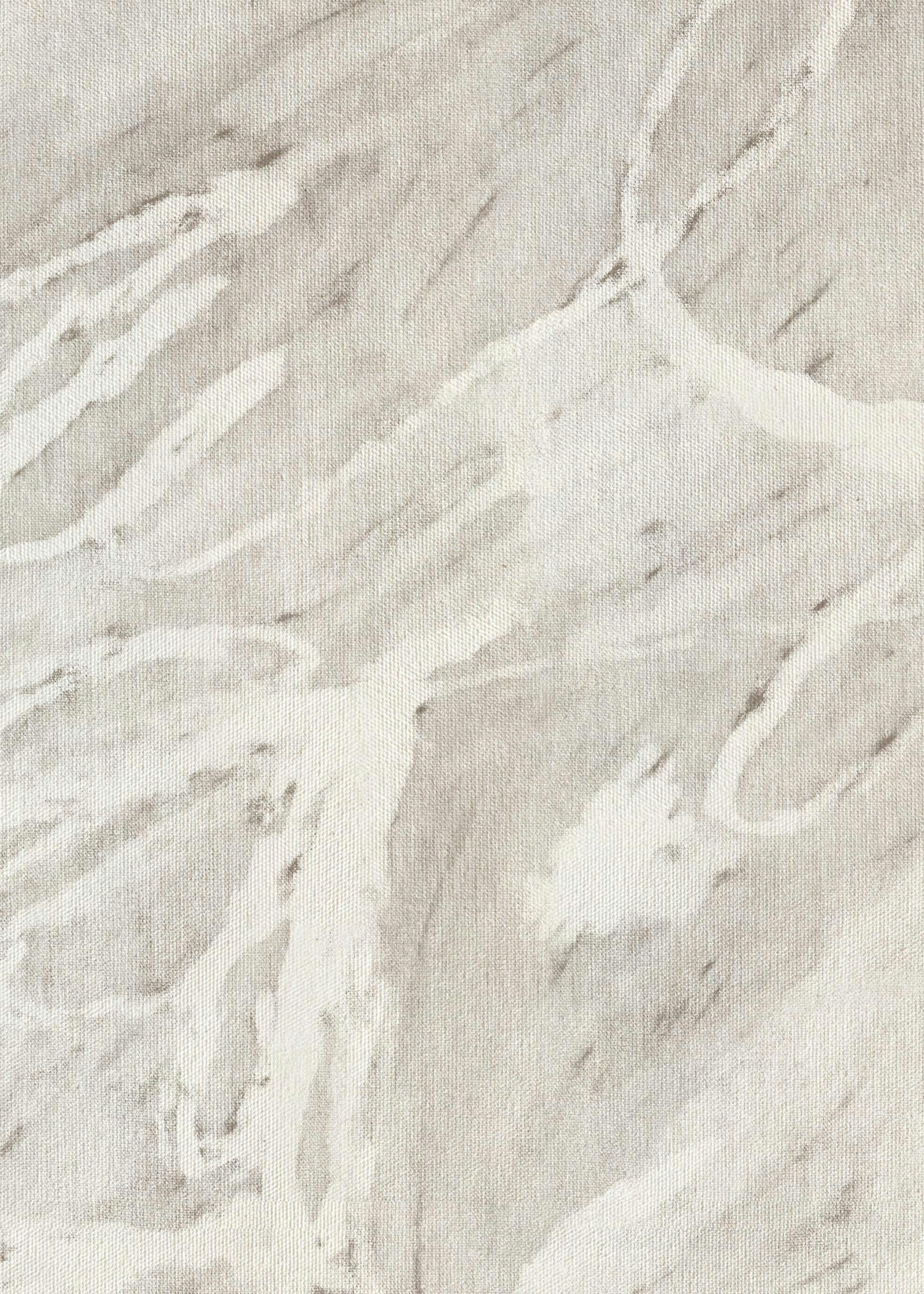 Affiche abstraite de vagues et de lignes organiques beiges, blanches et grises sur fond clair.
