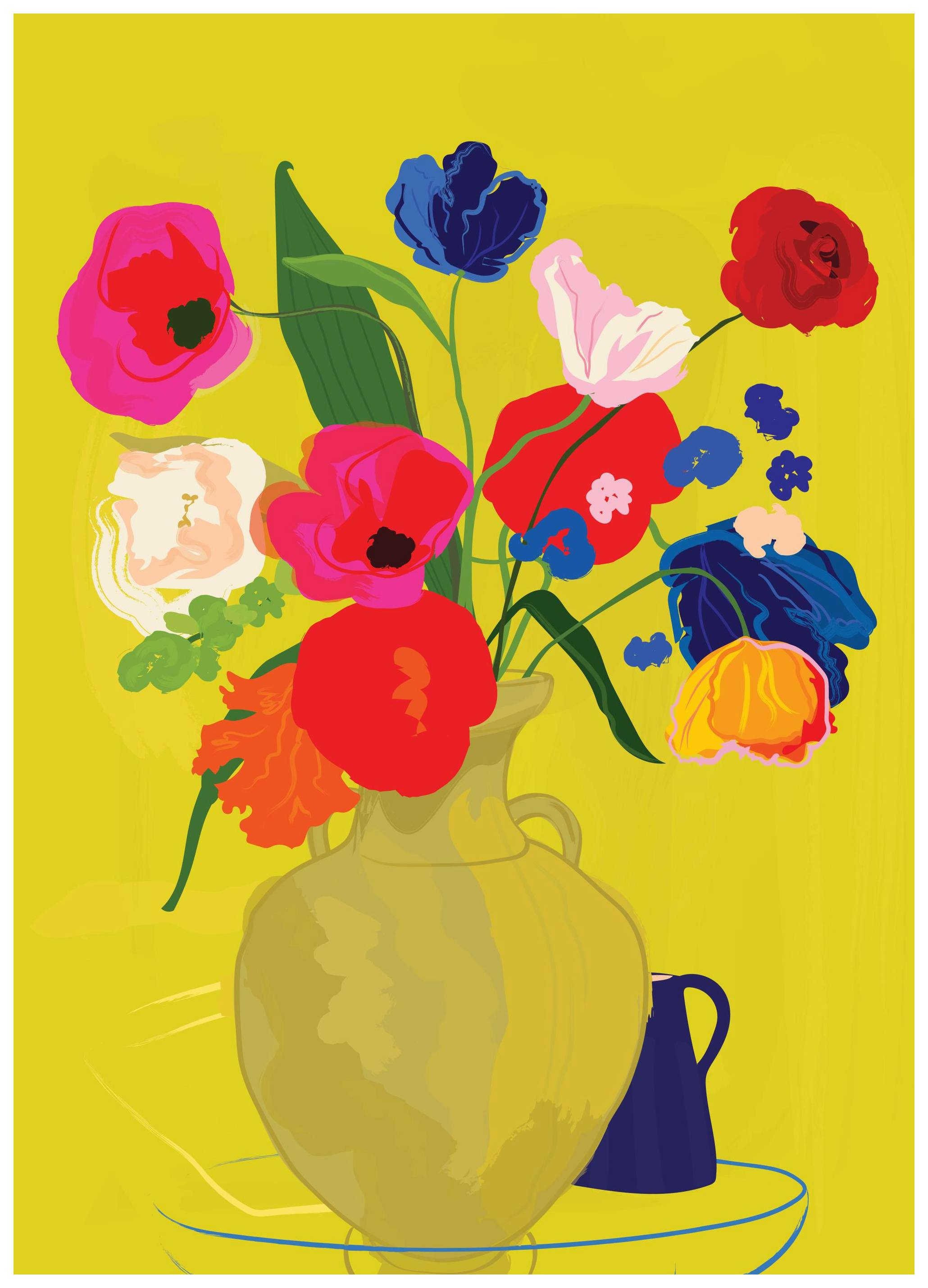 Rachel Joanis - Vase With Flower in Gold Print (50x70 cm)