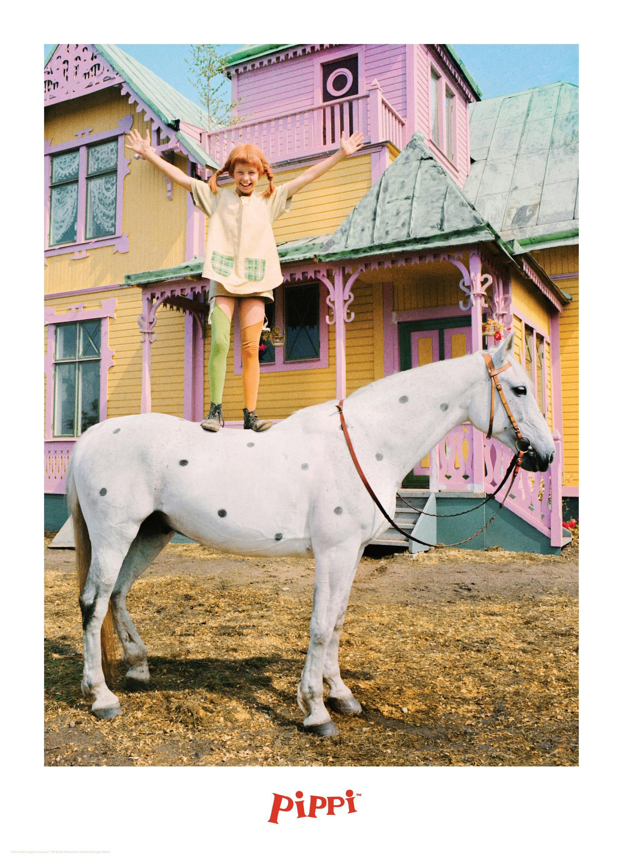 Pippi Longstocking on the Horse Poster (40x50 cm)- Poster di Astrid Lindgren
