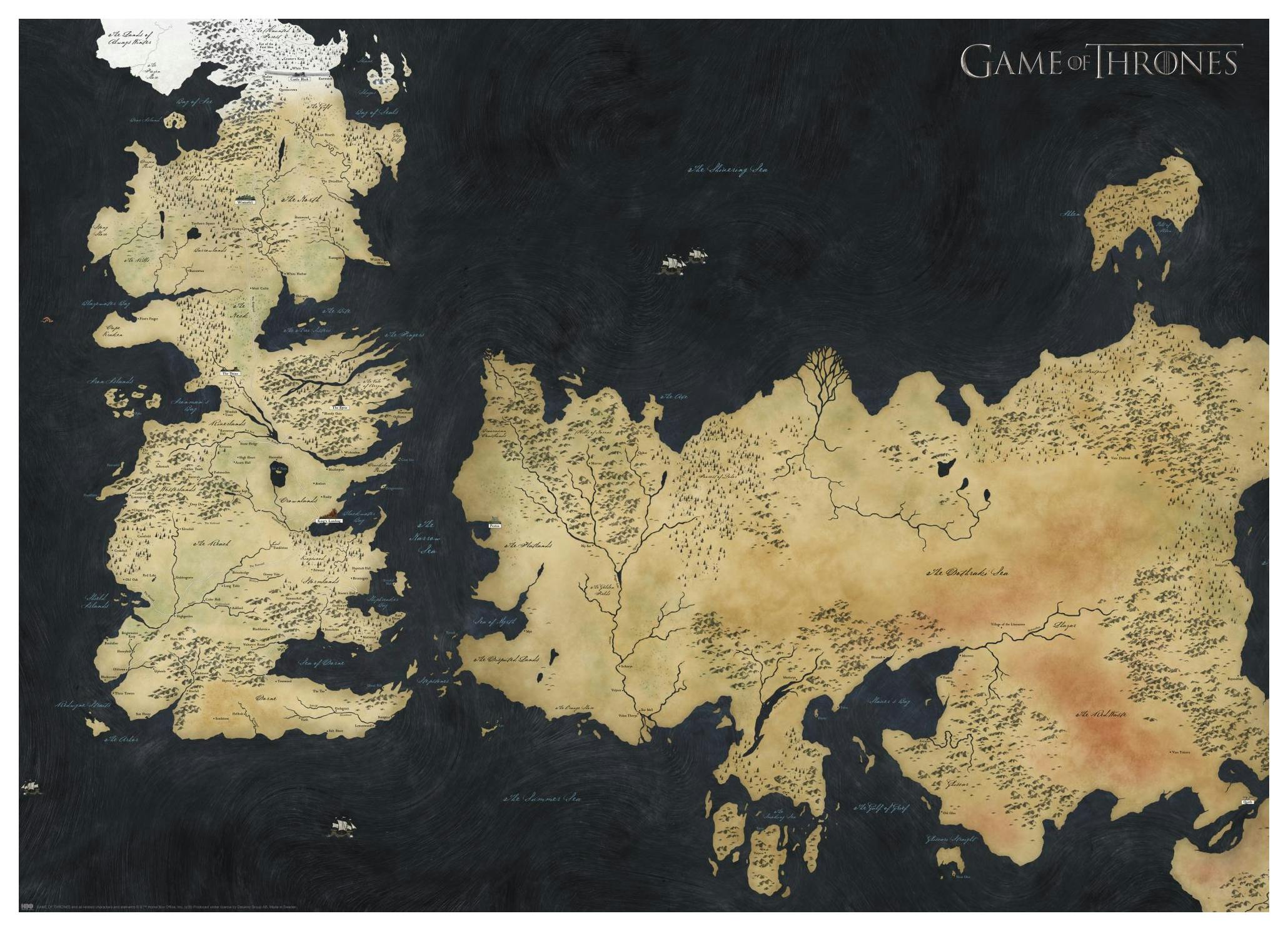 Game of Thrones™ - Westeros Map Poster (30x40 cm) - Poster
