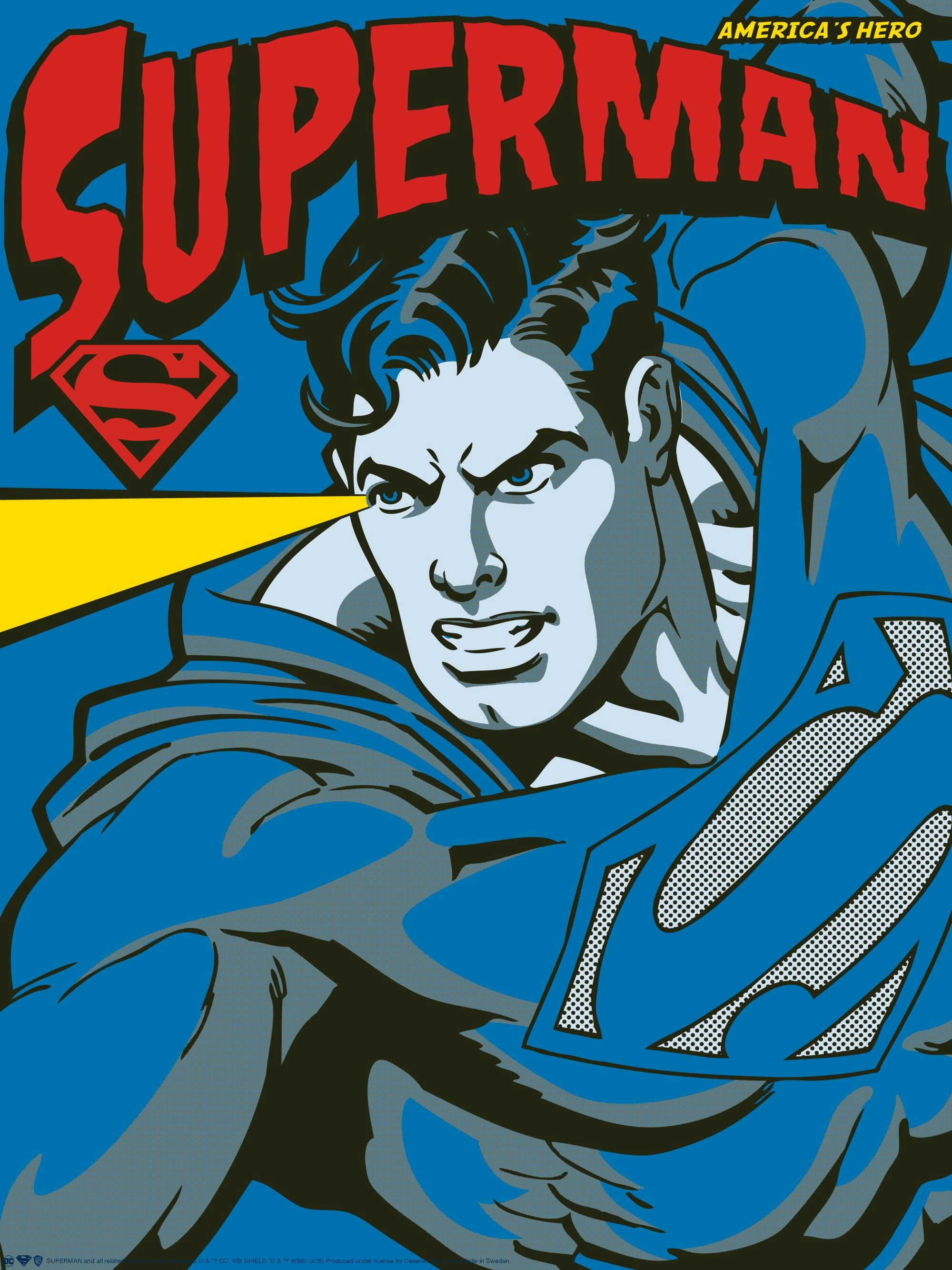 DC Comics Superman - Stampa Incorniciata 30x40 Cm Con Cornice Nera E Plexiglass. Licenza Ufficiale, Pronta Da Appendere. Perfetta Per Fan E Collezionisti.