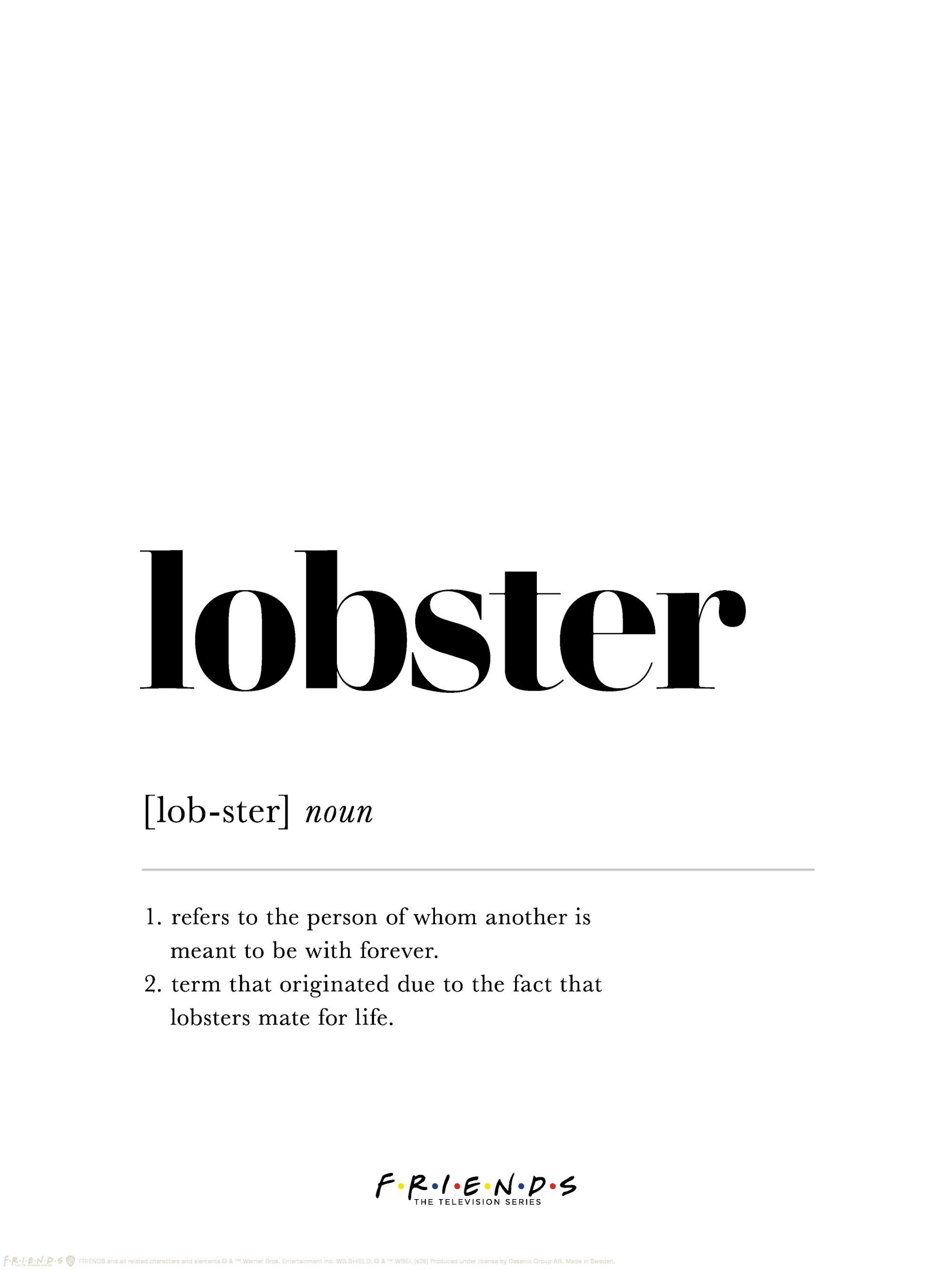 Friends TV series lobster definition poster, black text on white background.