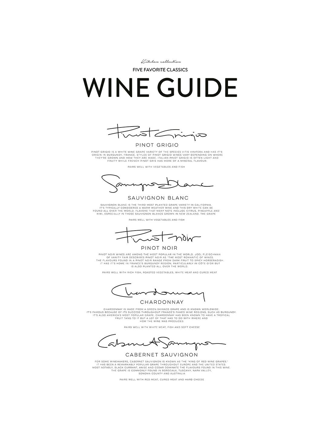 Five Wine Classics Poster (30x40 cm)