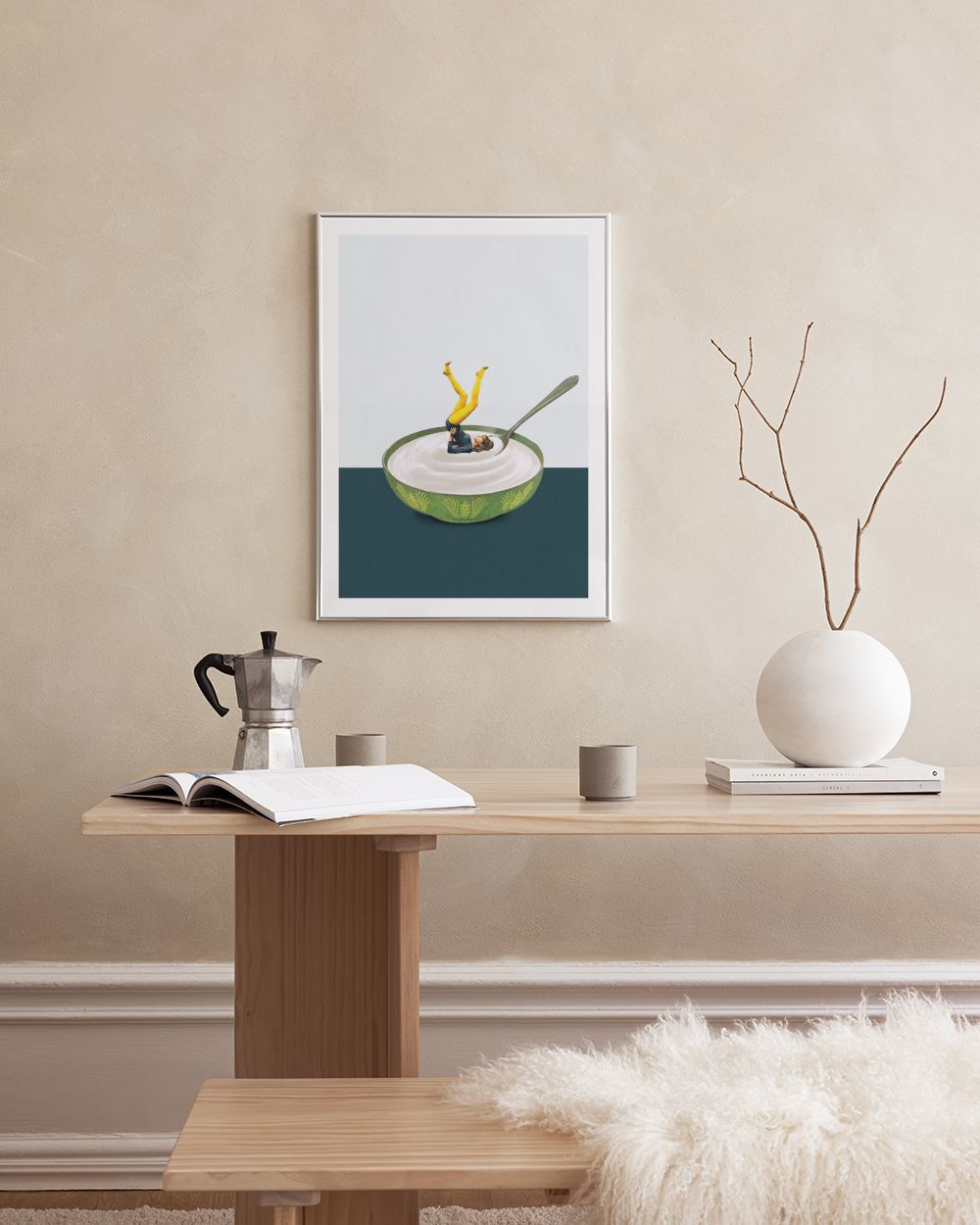 Maarten Leon - Yoga in My Yoghurt Print | Quirky Poster Art