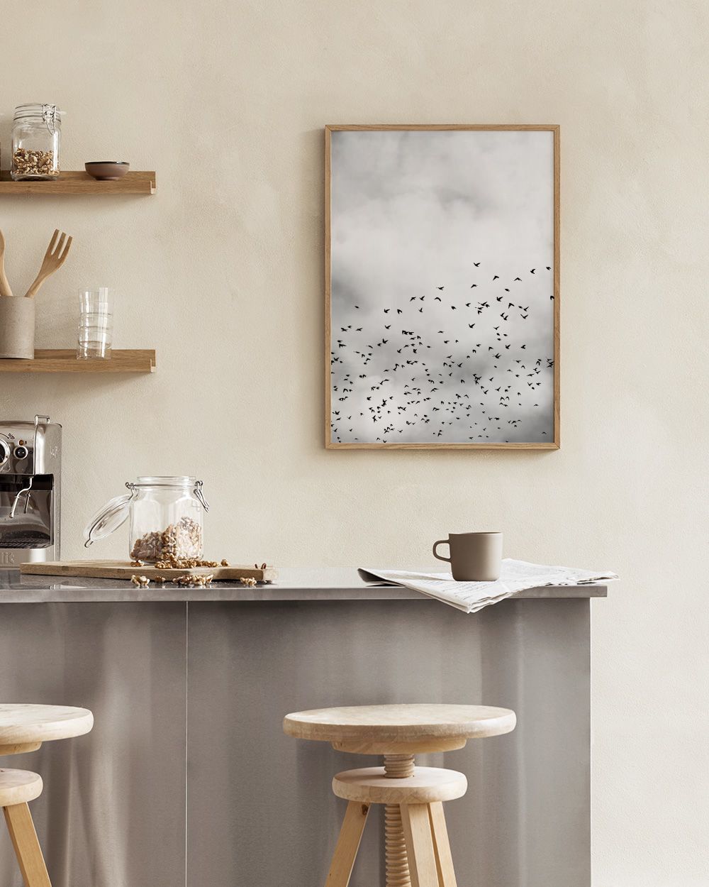 Bird Sky plakat – Sort-hvid fotokunst | Desenio