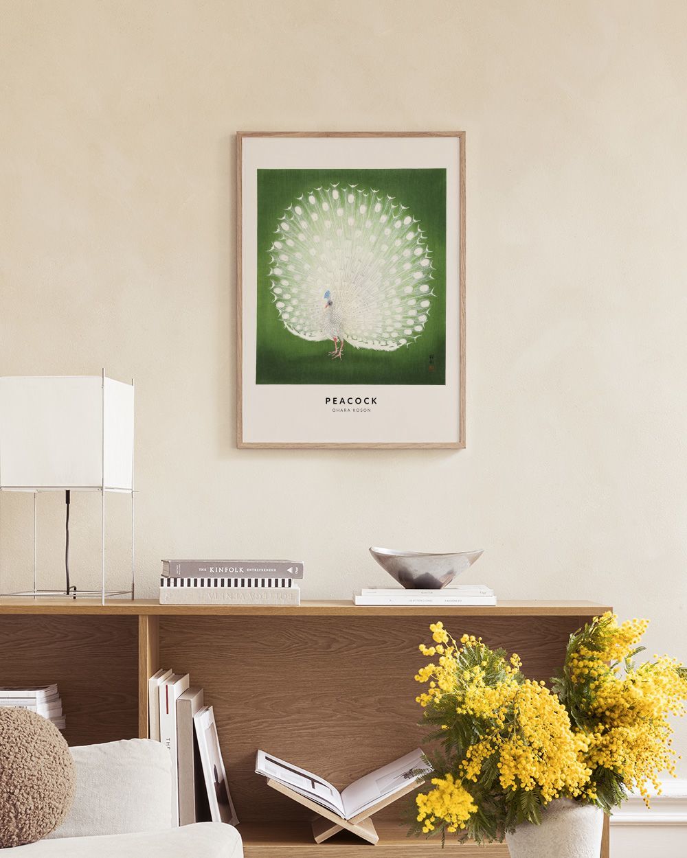 Ohara Koson Peacock Print – Elegant Japanese Art Poster