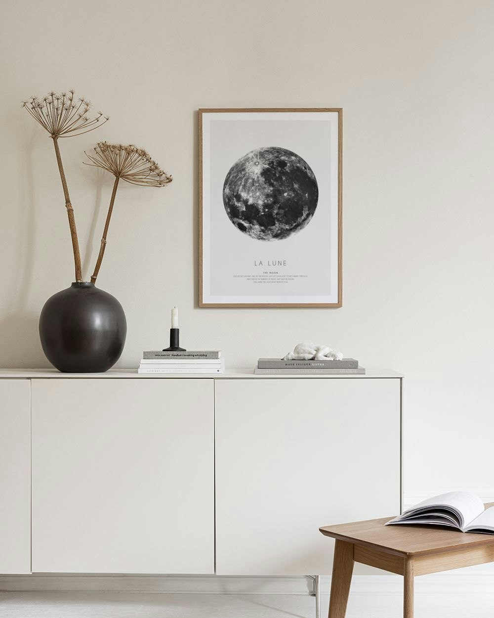 Poster Master Set Di 3 Poster Lunari Con Cornice - Decorazione Parete Astrologica Bianco E Nero
