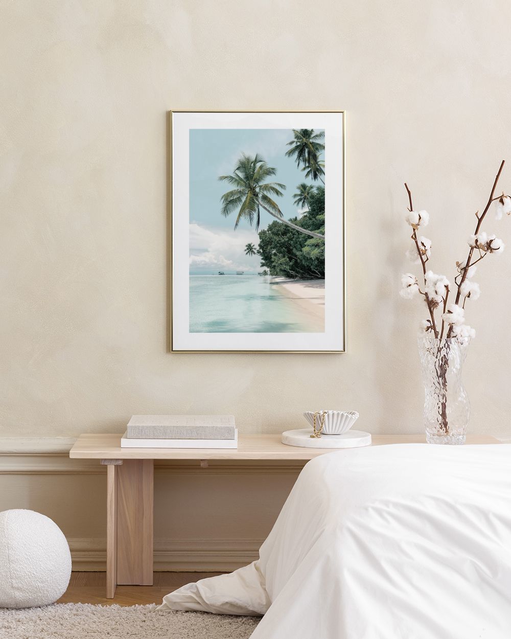 DECLINA Quadro Su Tela Spiaggia Tropicale – 80x50 Cm, Stampa HD, Telaio In Legno Di Pino, Made In France