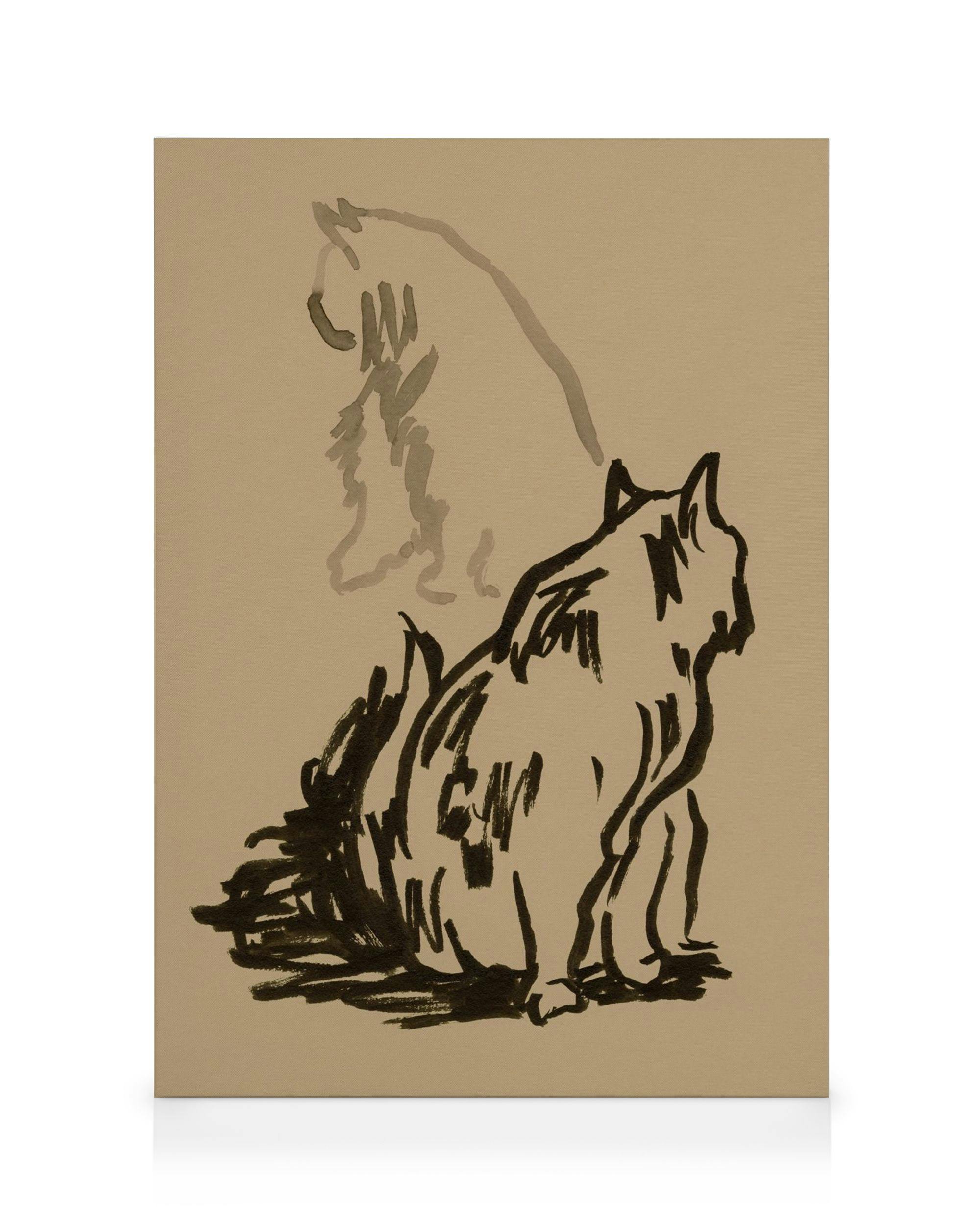 Canvas Prints Study of Cat Canvas print (30x40 cm - Oak Frame)