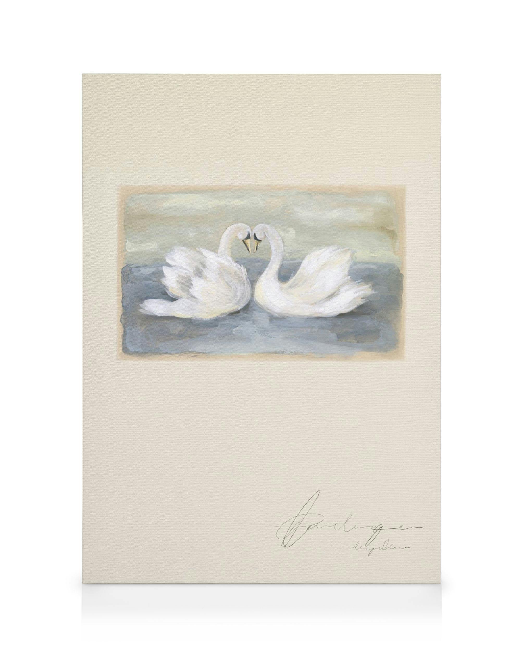 The Swans Stampa su Tela (100x140 cm - Cornice in rovere)- Animali selvaggi