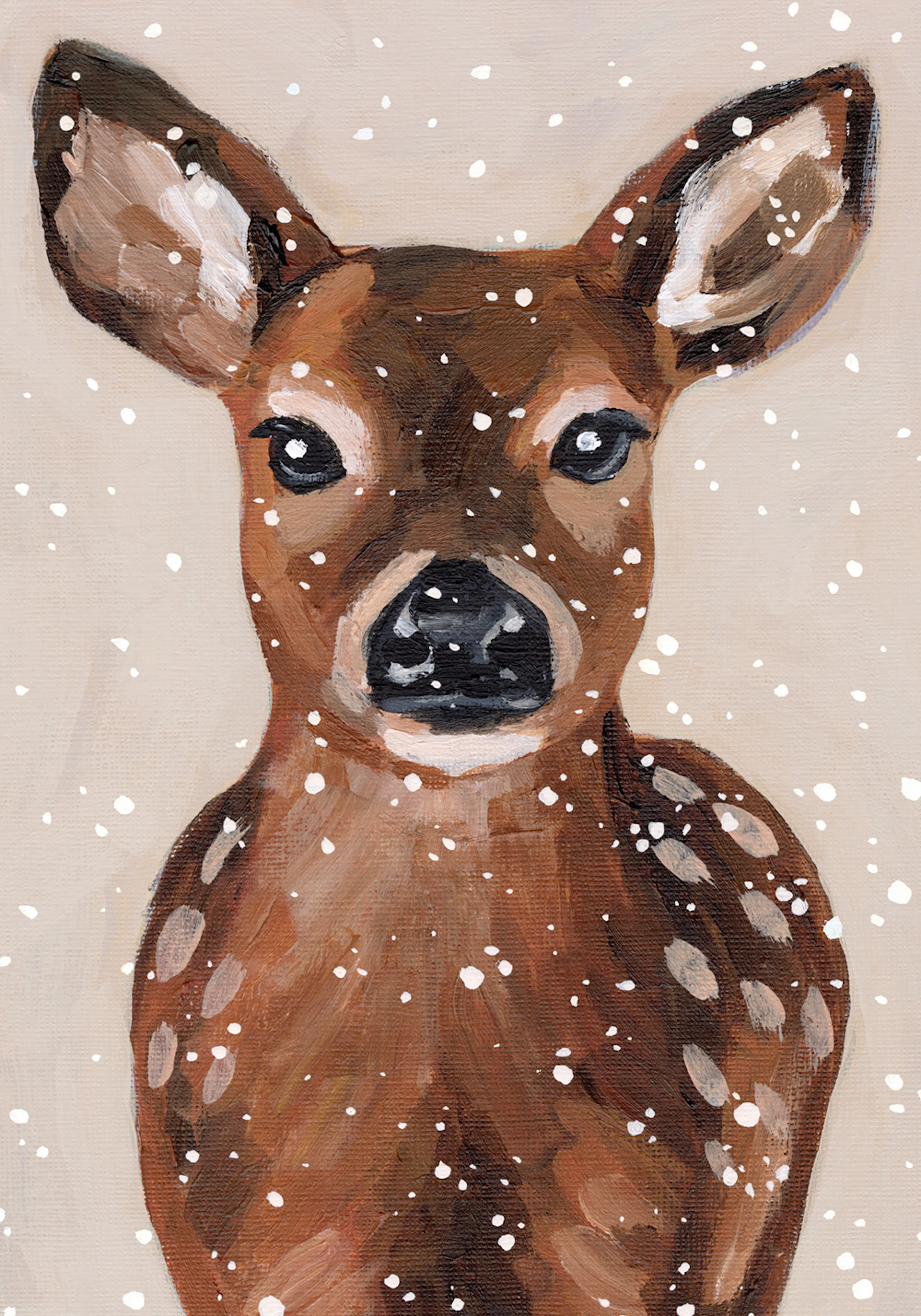 North Fawn, Rehkitz mit Schneeflocken Wanddekoration