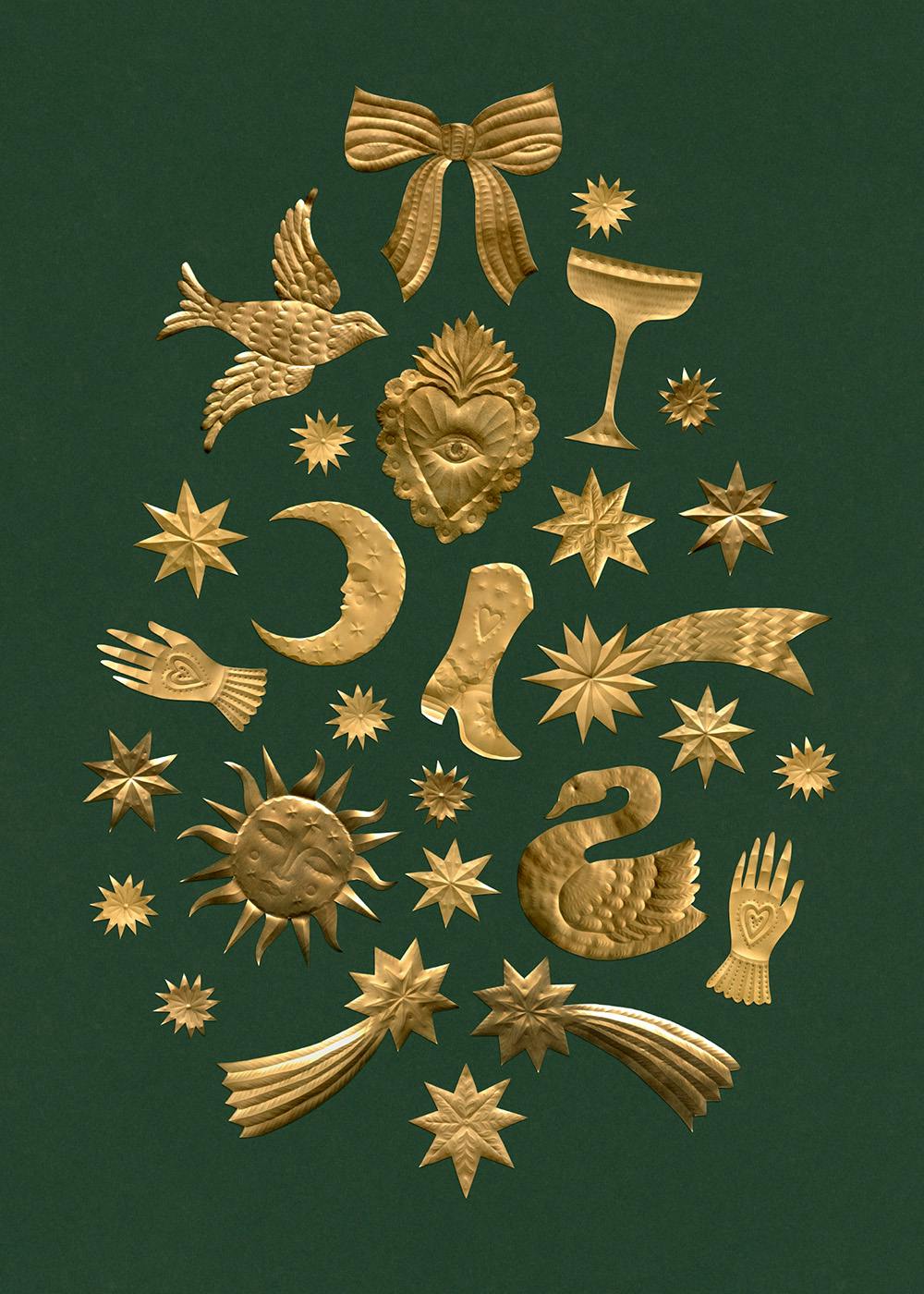 Golden Ornaments Print 0