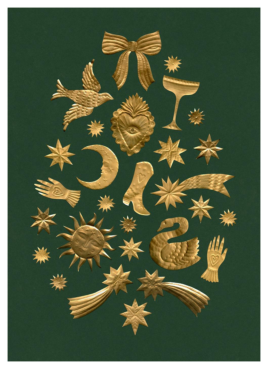 Prints - Golden Ornaments Print (13x18 cm) - Gold and silver posters