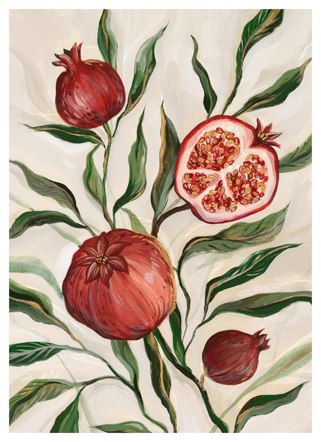 Gilded Pomegranate Print (50x70 cm)