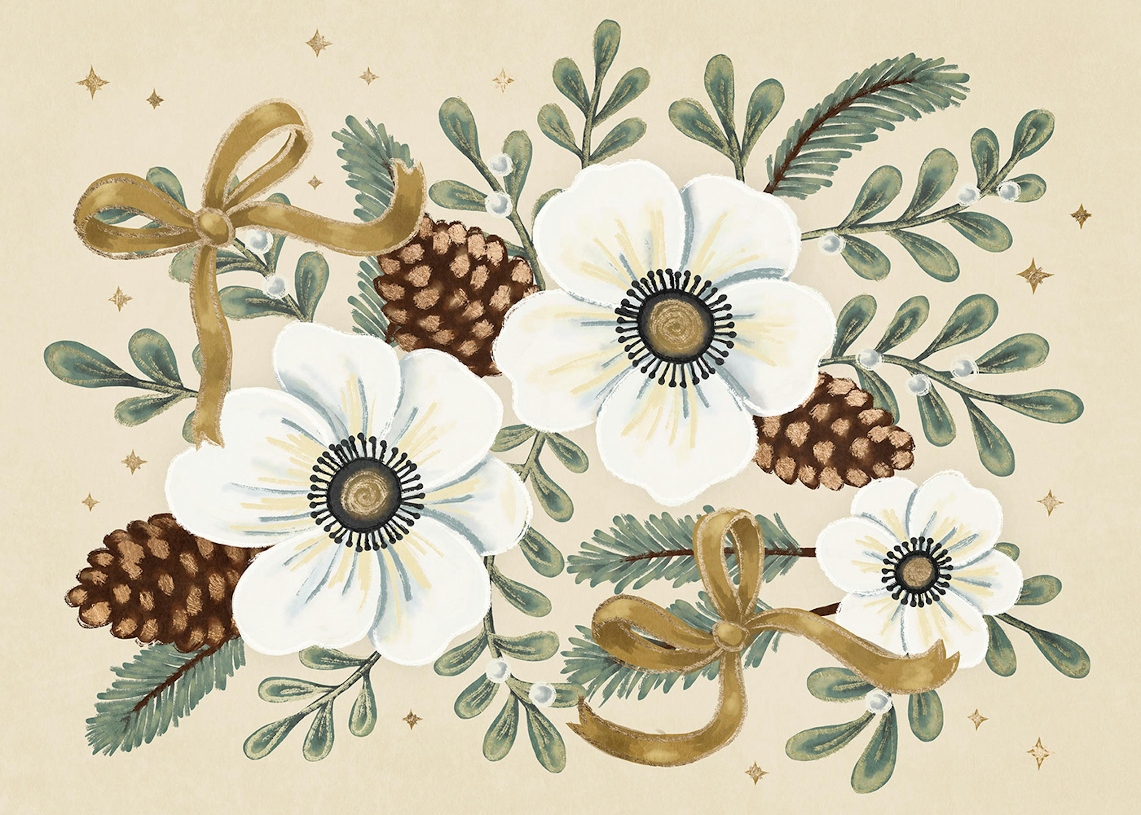 Ribboned Winter Blooms Print 0