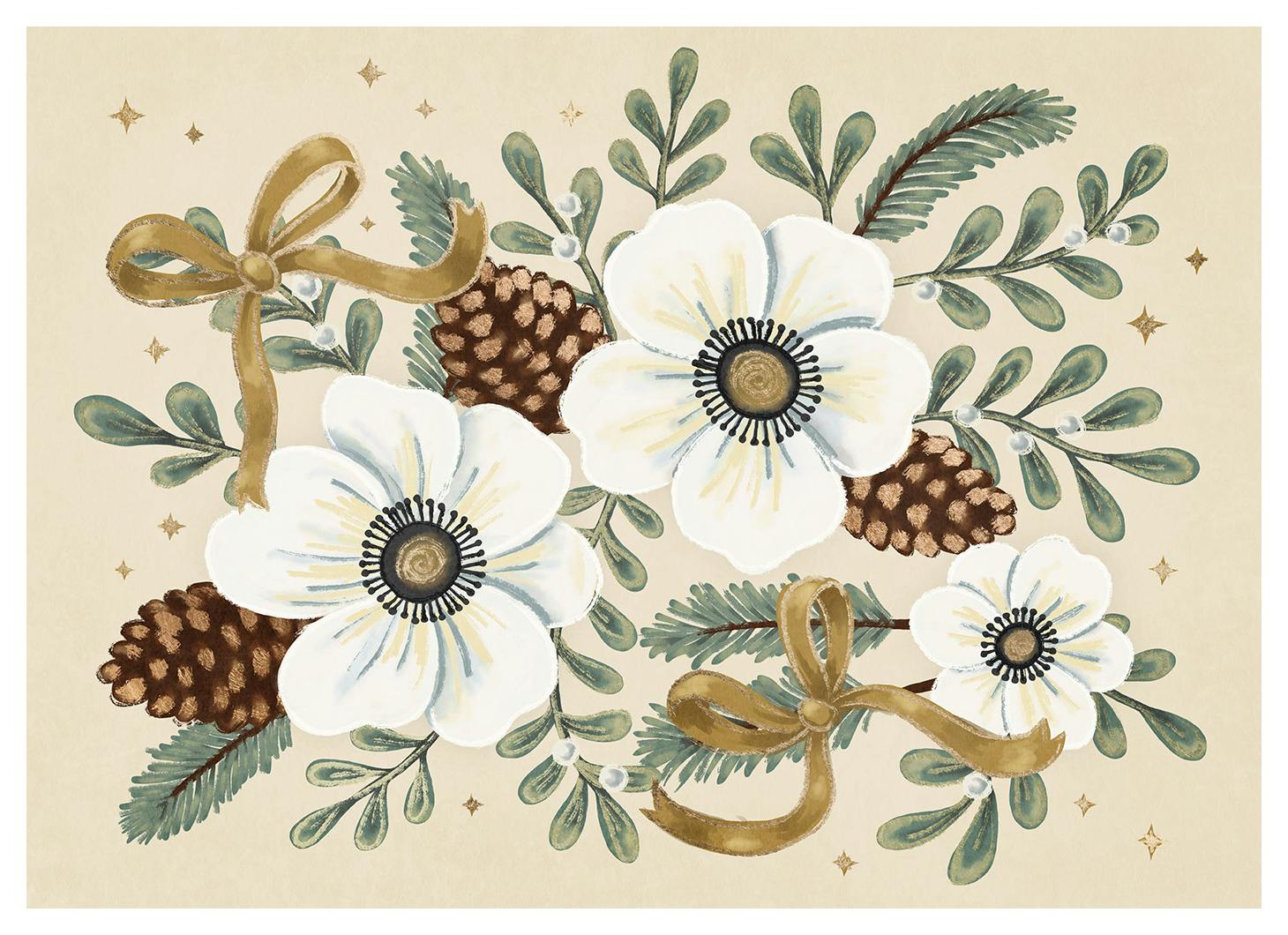 Prints - Ribboned Winter Blooms Print (21x30 cm) - Floral prints