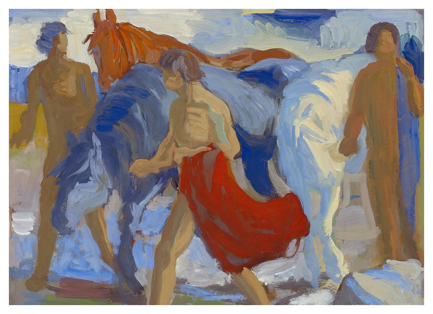 Paul Altherr - Youngsters with Horses Plakat (30x40 cm)- Wszystkie plakaty znanych malarzy