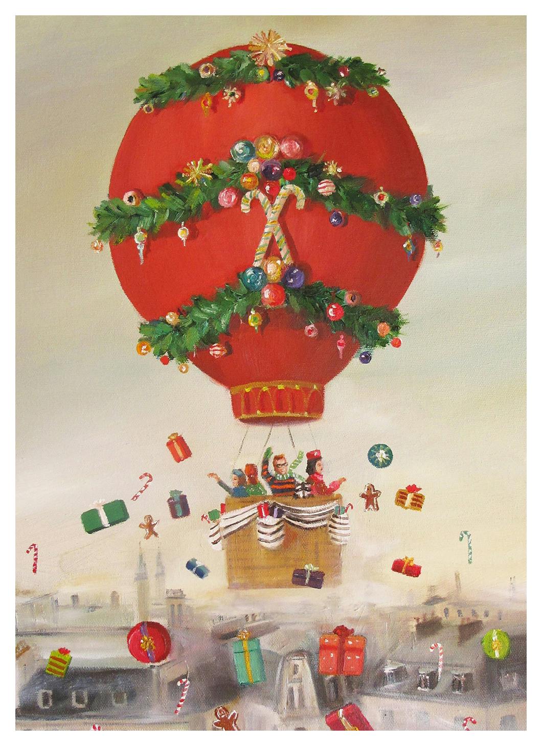 Janet Hill - Christmas Balloon Ride Poster (13x18 cm)- Janet Hill