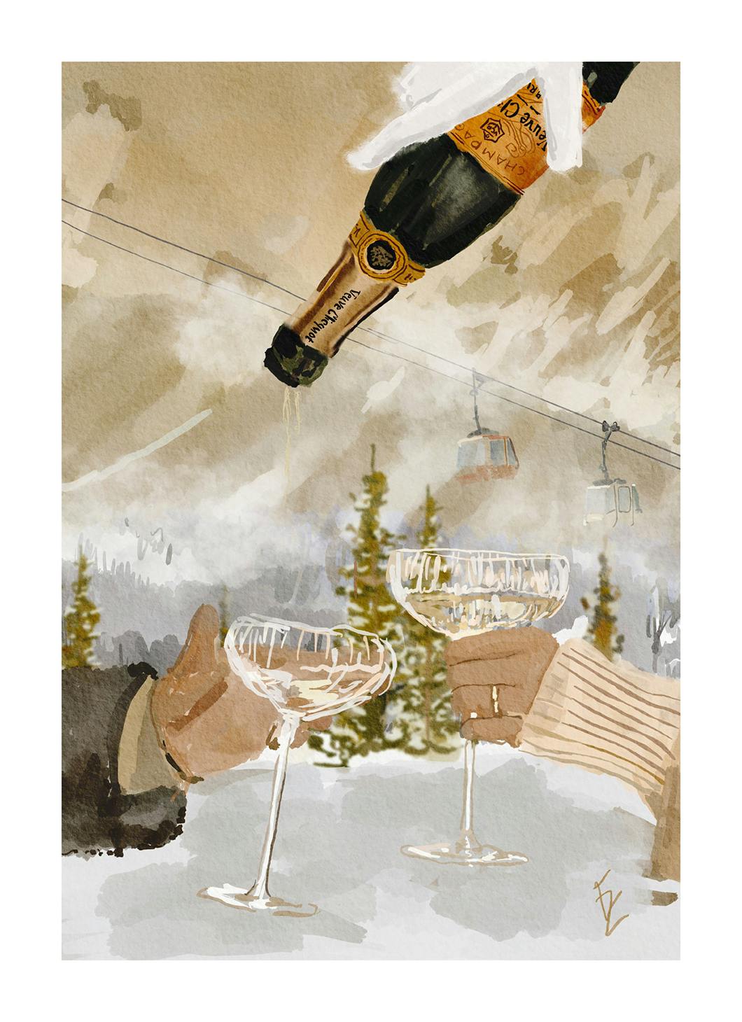 Ekaterina Zagorska - Winter Champagne Poster (13x18 cm)- Ekaterina Zagorska