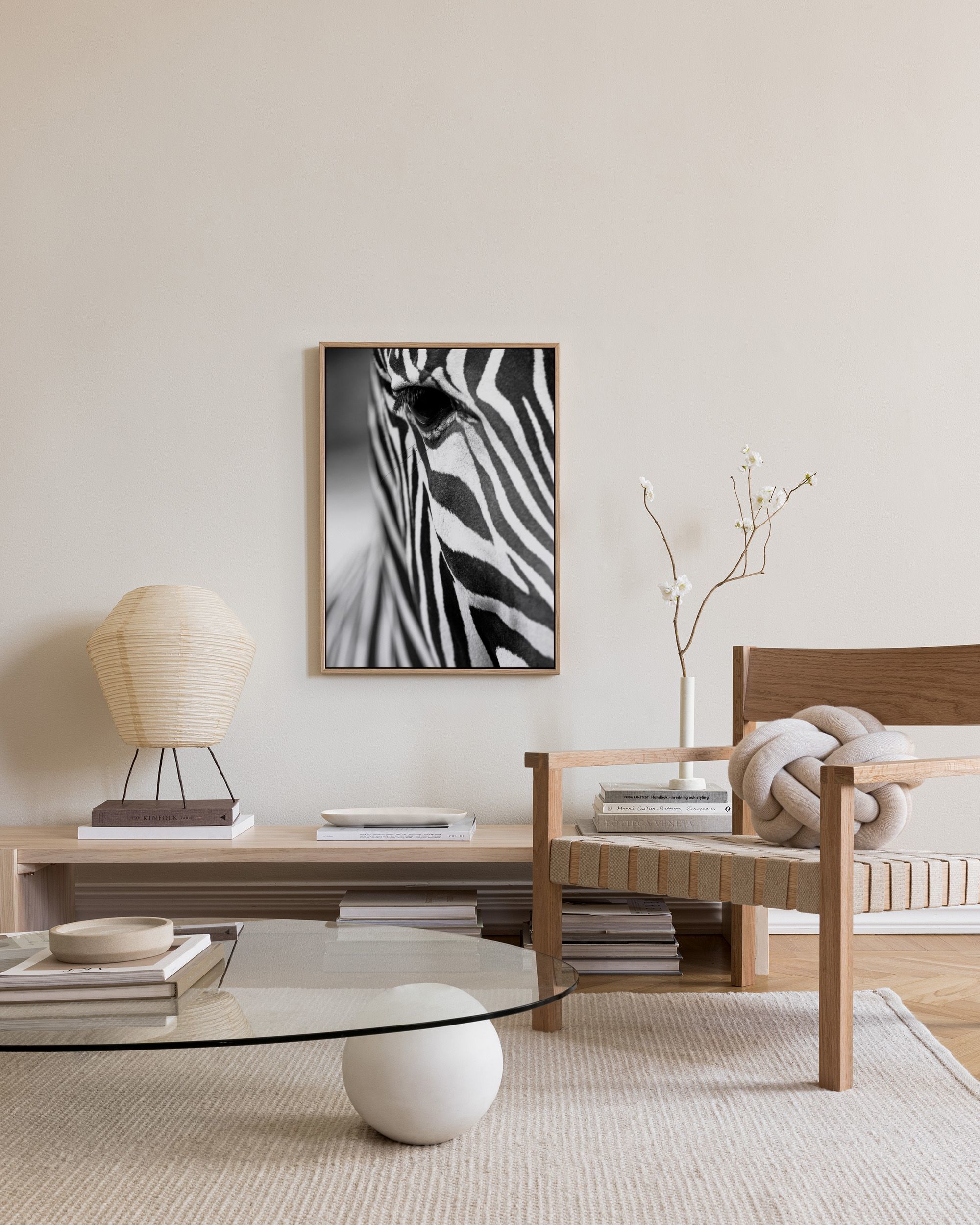 Zebra Close Up Canvas Print – Black and White Wall Art | Desenio
