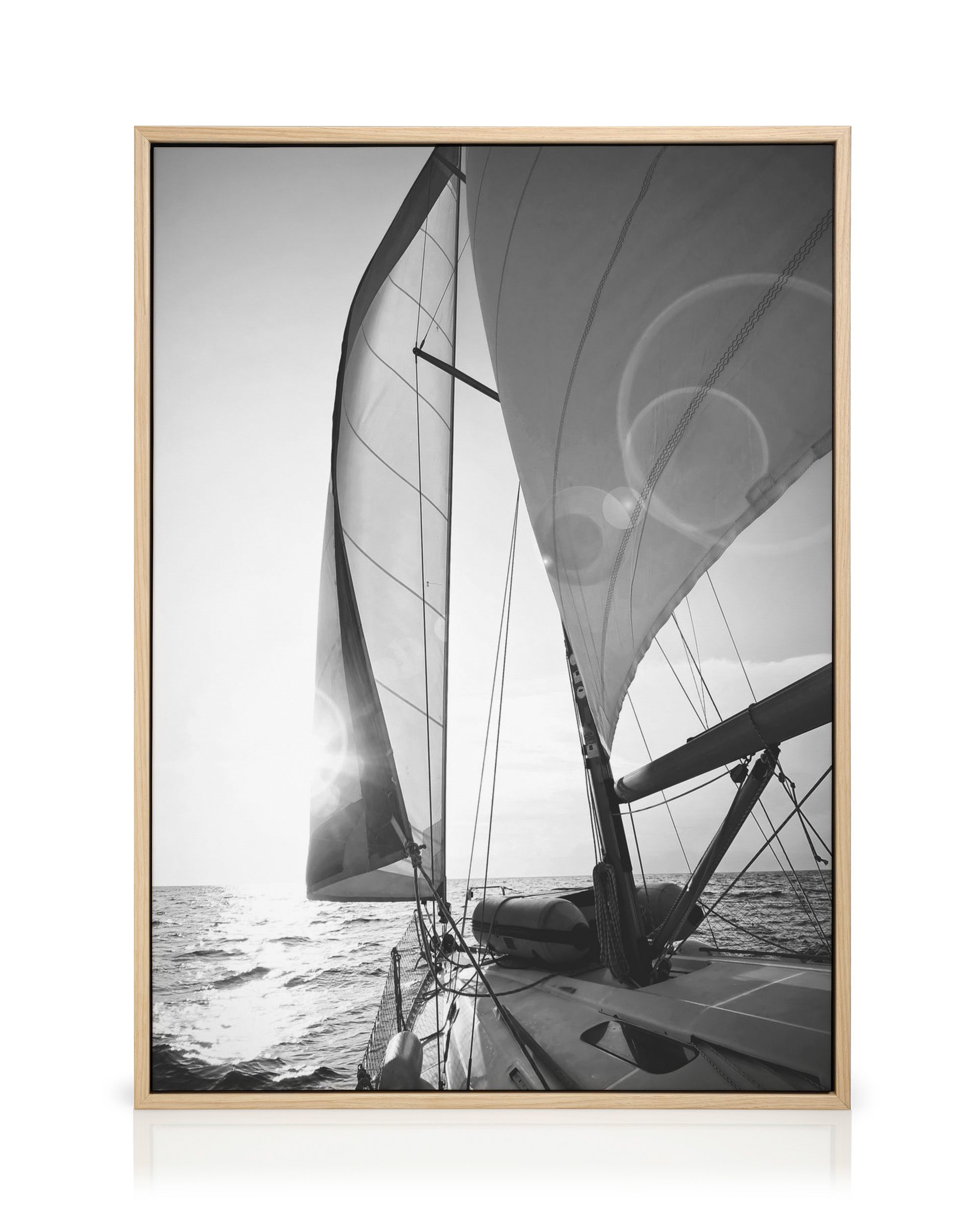 Quadro Stampa Nautica Con Barca A Vela, Stile Vintage, Su Tela Impermeabile, Con Cornice In Legno Naturale, 30x40 Cm, Pronto Da Appendere - 4