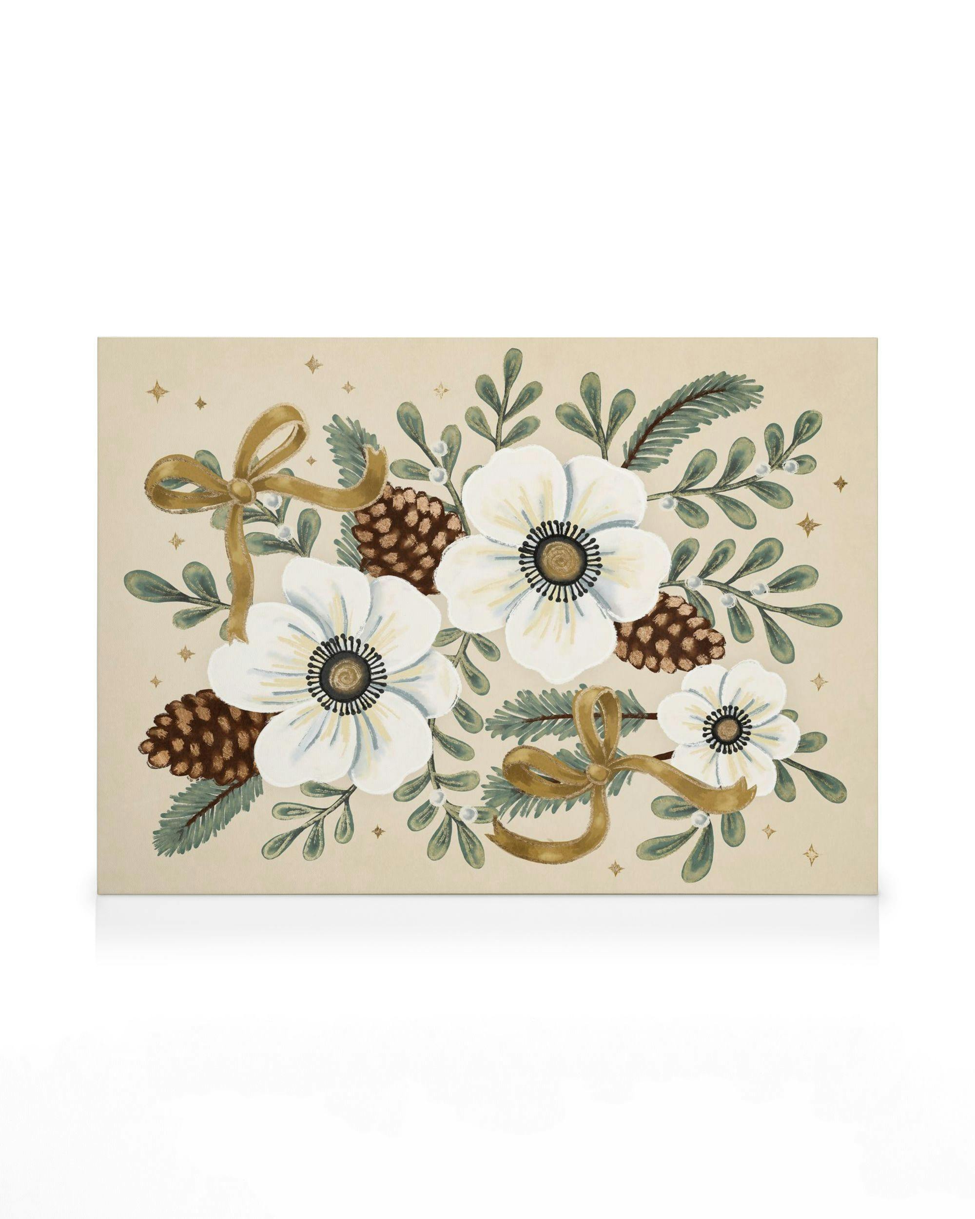 Canvas Prints Ribboned Winter Blooms Canvas print (50x70 cm - Oak Frame)