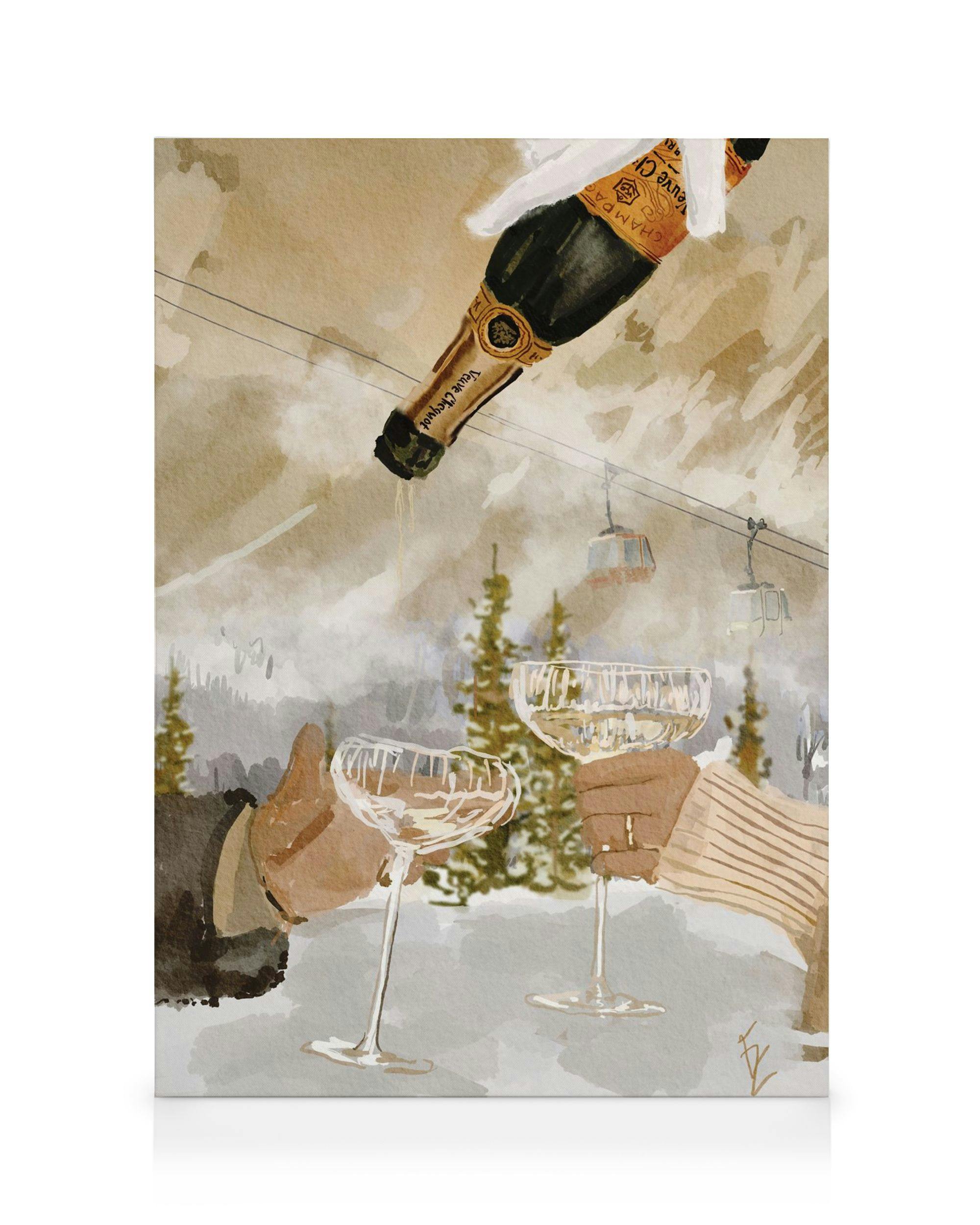 Canvas Prints Ekaterina Zagorska - Winter Champagne Canvas print (70x100 cm - Oak Frame)