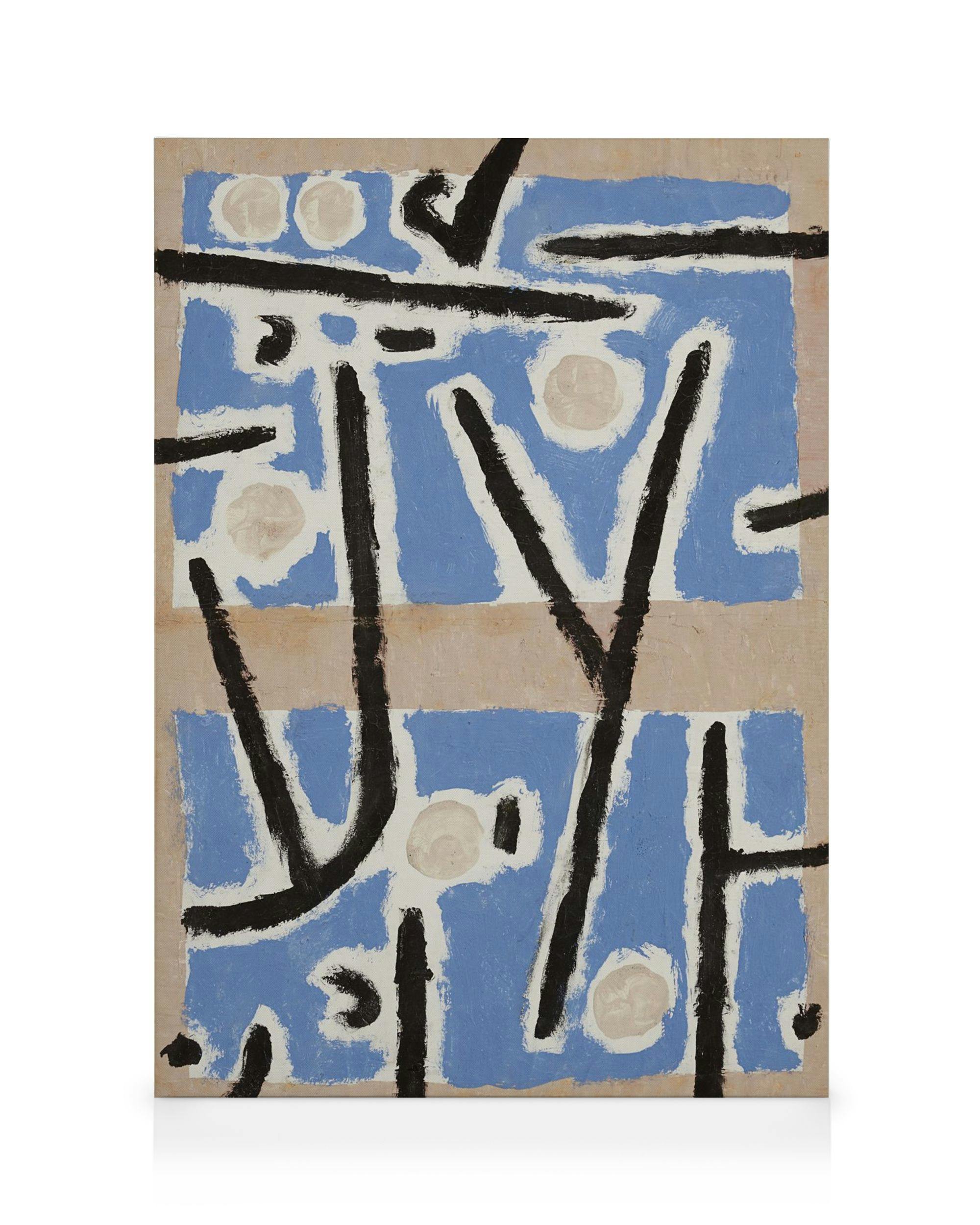 Canvas Schilderijen Paul Klee - Untitled Blue and Black Abstract Canvas (50x70 cm - Fotolijst Zwart)