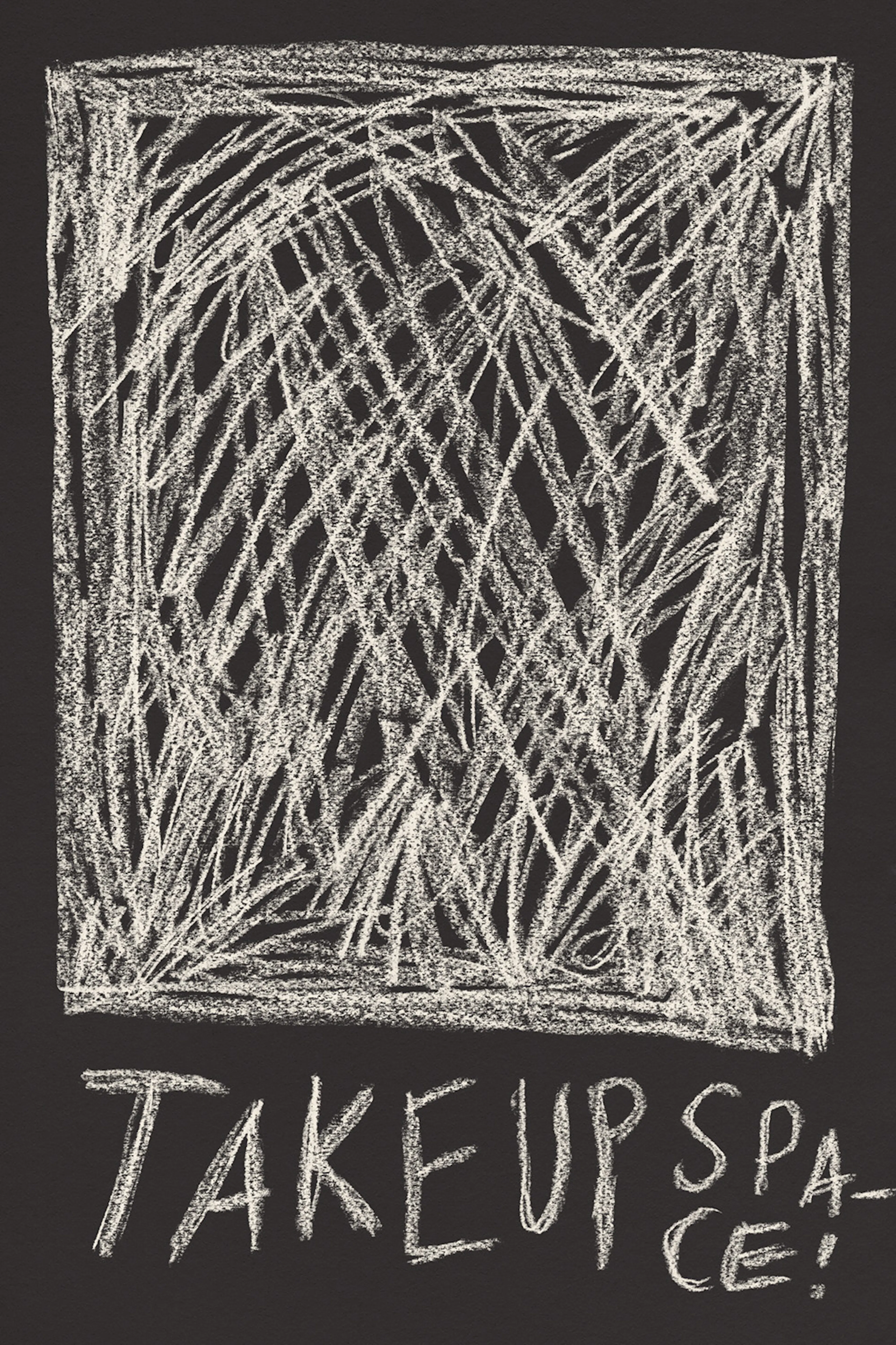 Scribbled Space, Bold Black White Chalk Scribble Wall Art
