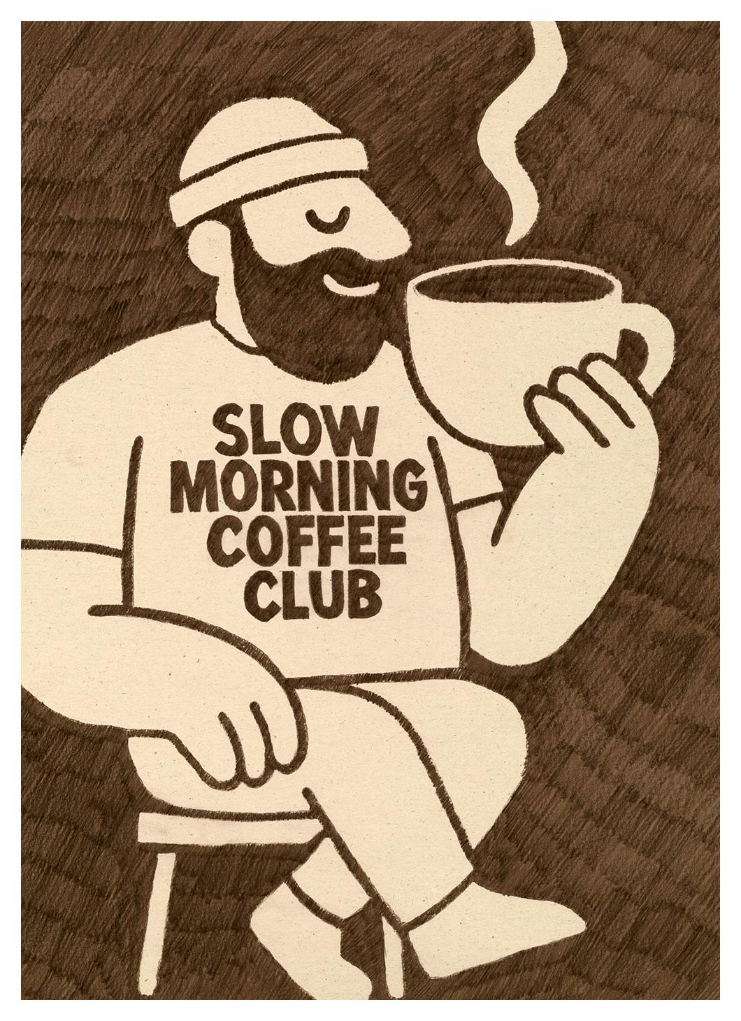 Slow Morning Coffee Club Poster (21x30 cm) -  Bilder für die Küche