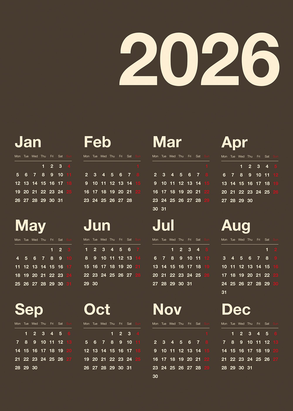 Wall calendars 2026 | Buy a wall calendar poster at Desenio.com