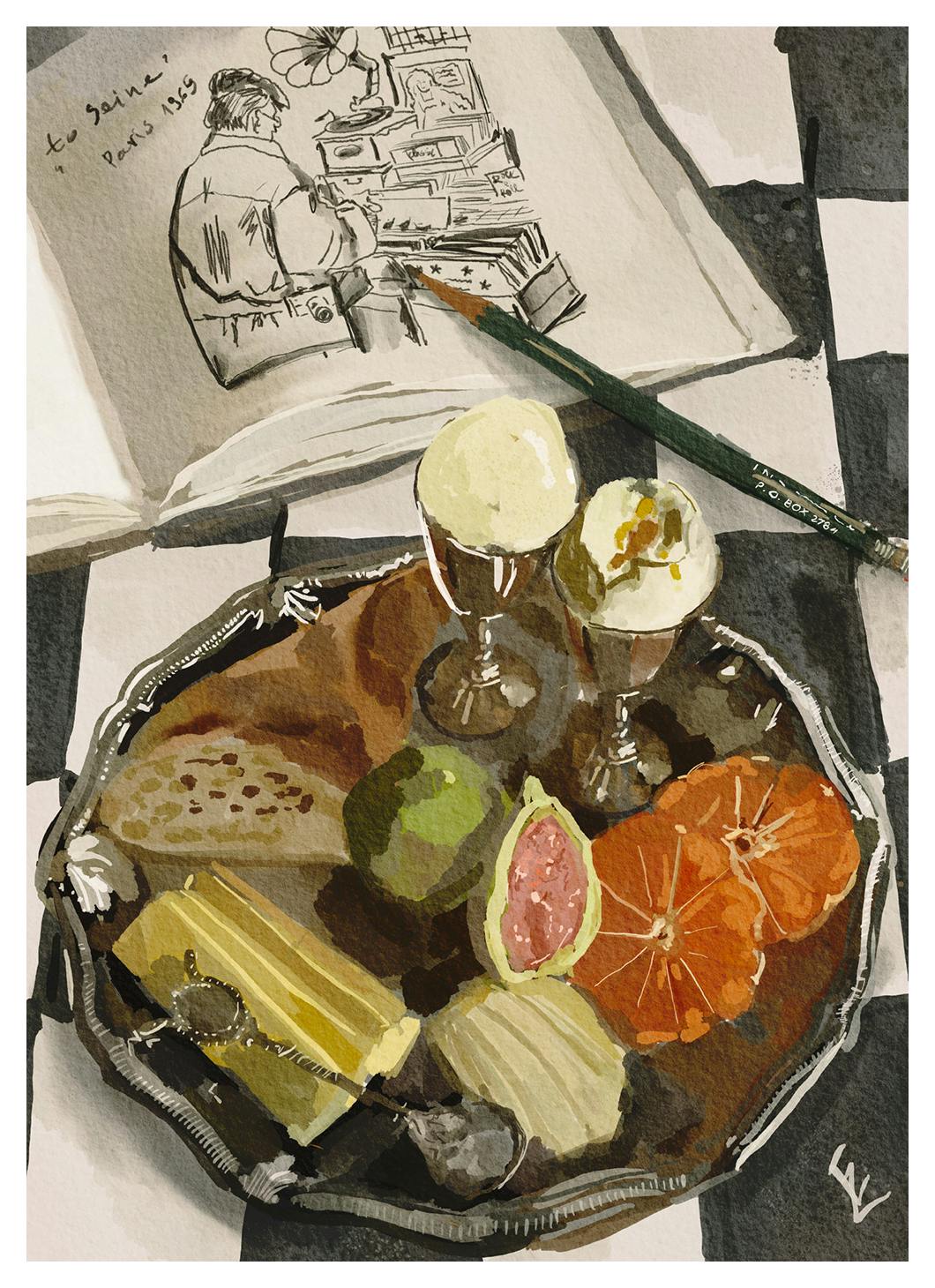 Ekaterina Zagorska - Parisian Breakfast Print (50x70 cm)