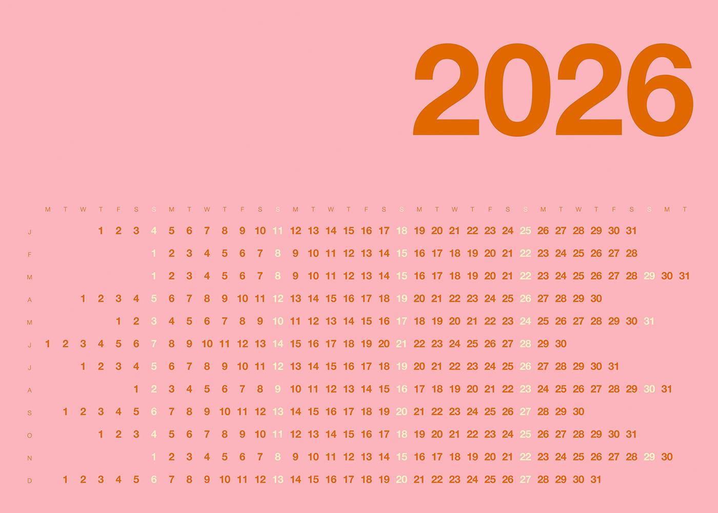Pink Landscape Calendar 2026 Poster 0