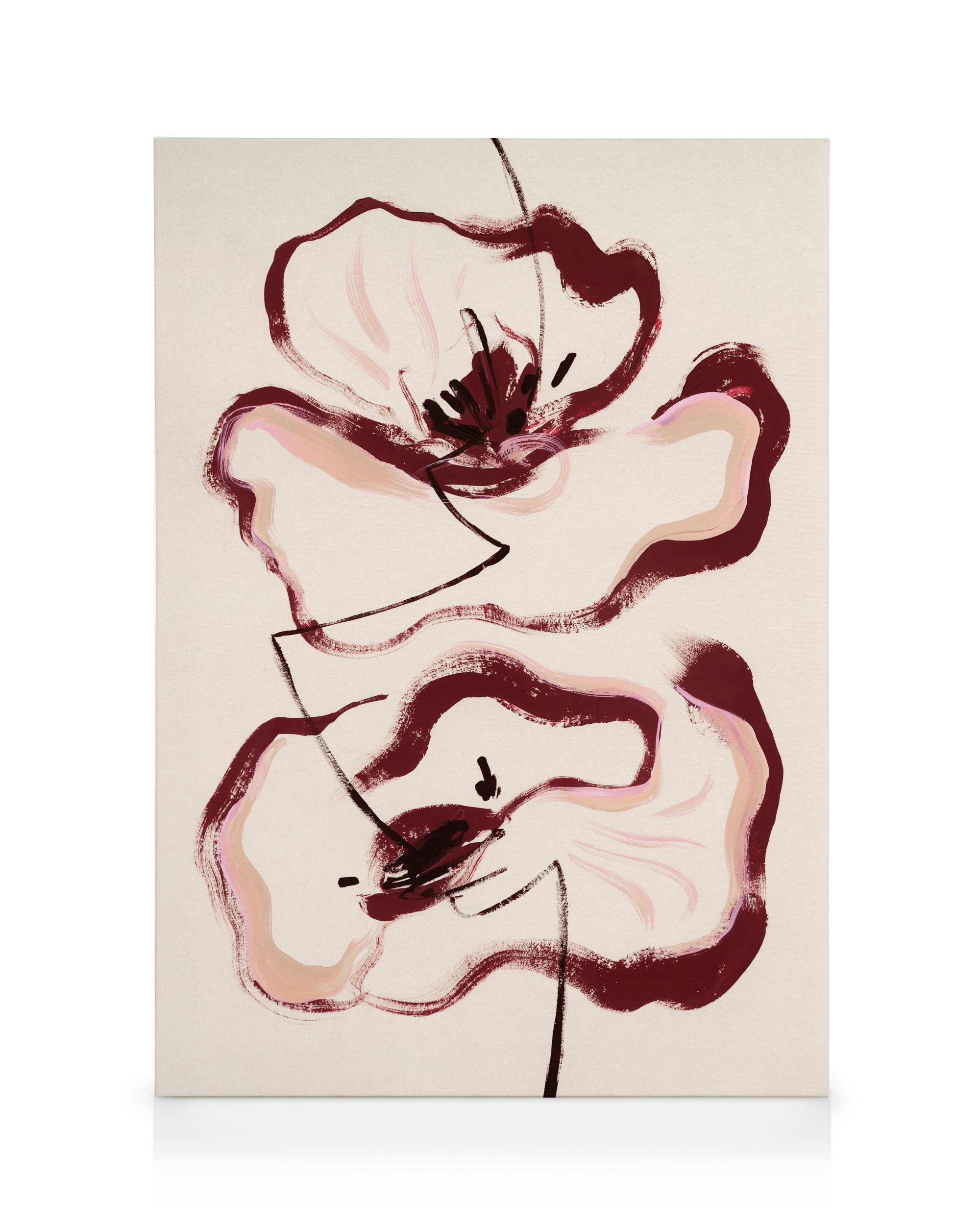 Canvas Schilderijen Floral Lines Canvas (100x140 cm - Fotolijst Zwart)