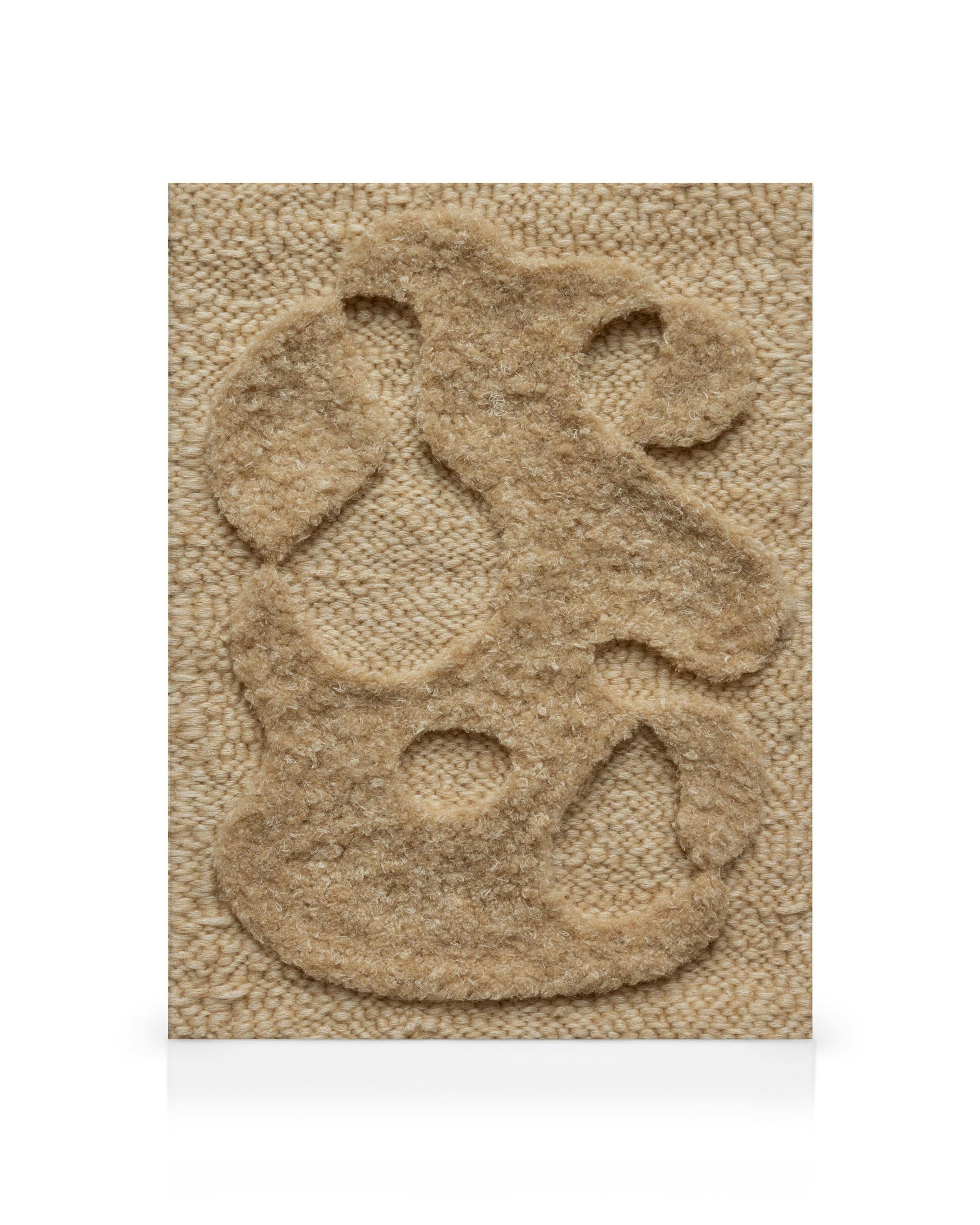 Lienzo de textura beige con formas orgánicas abstractas en relieve, creando un diseño táctil.