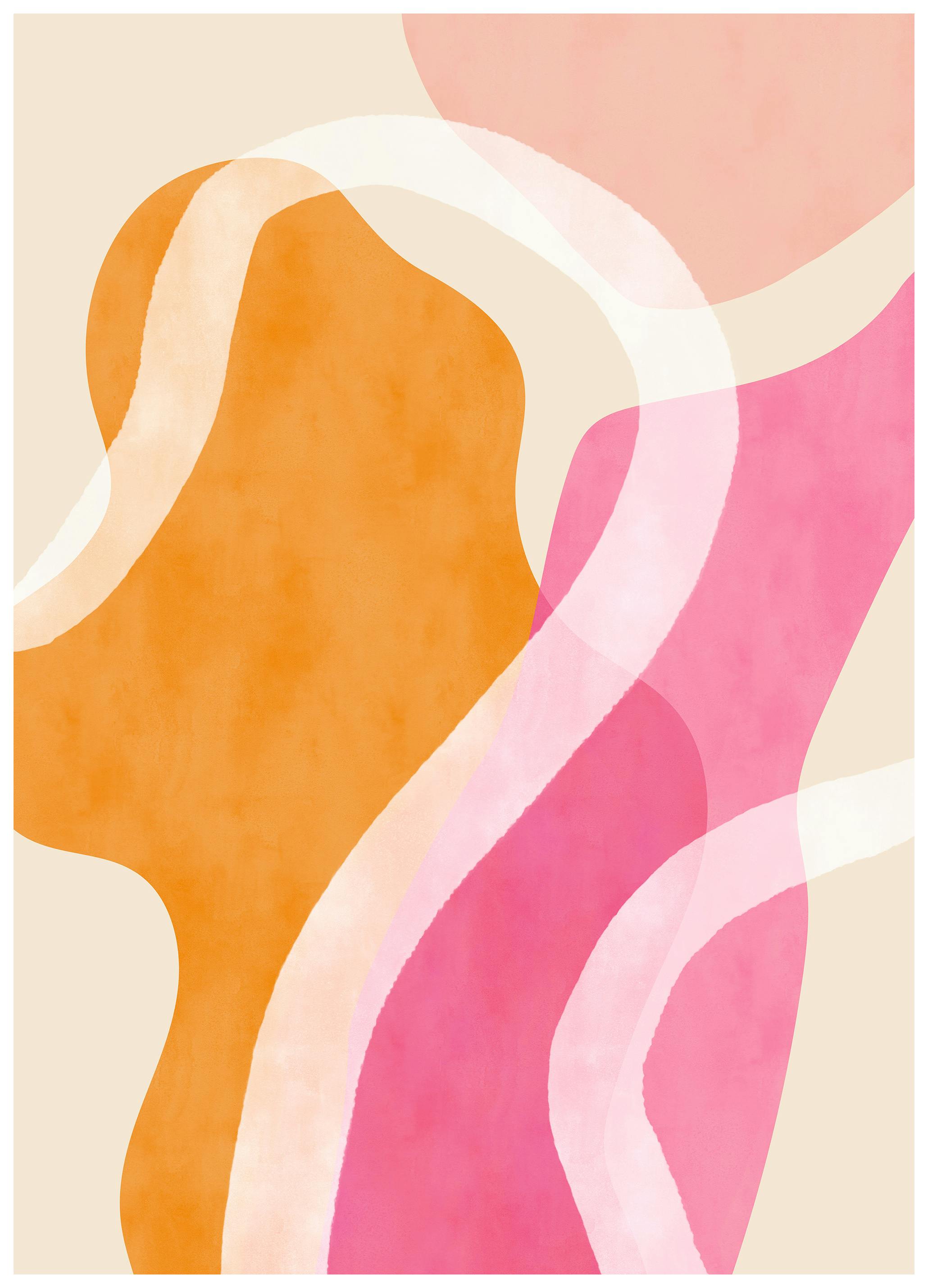 Prints - Abstract Pink Shapes No1 Print (100x150 cm) - Abstract art prints