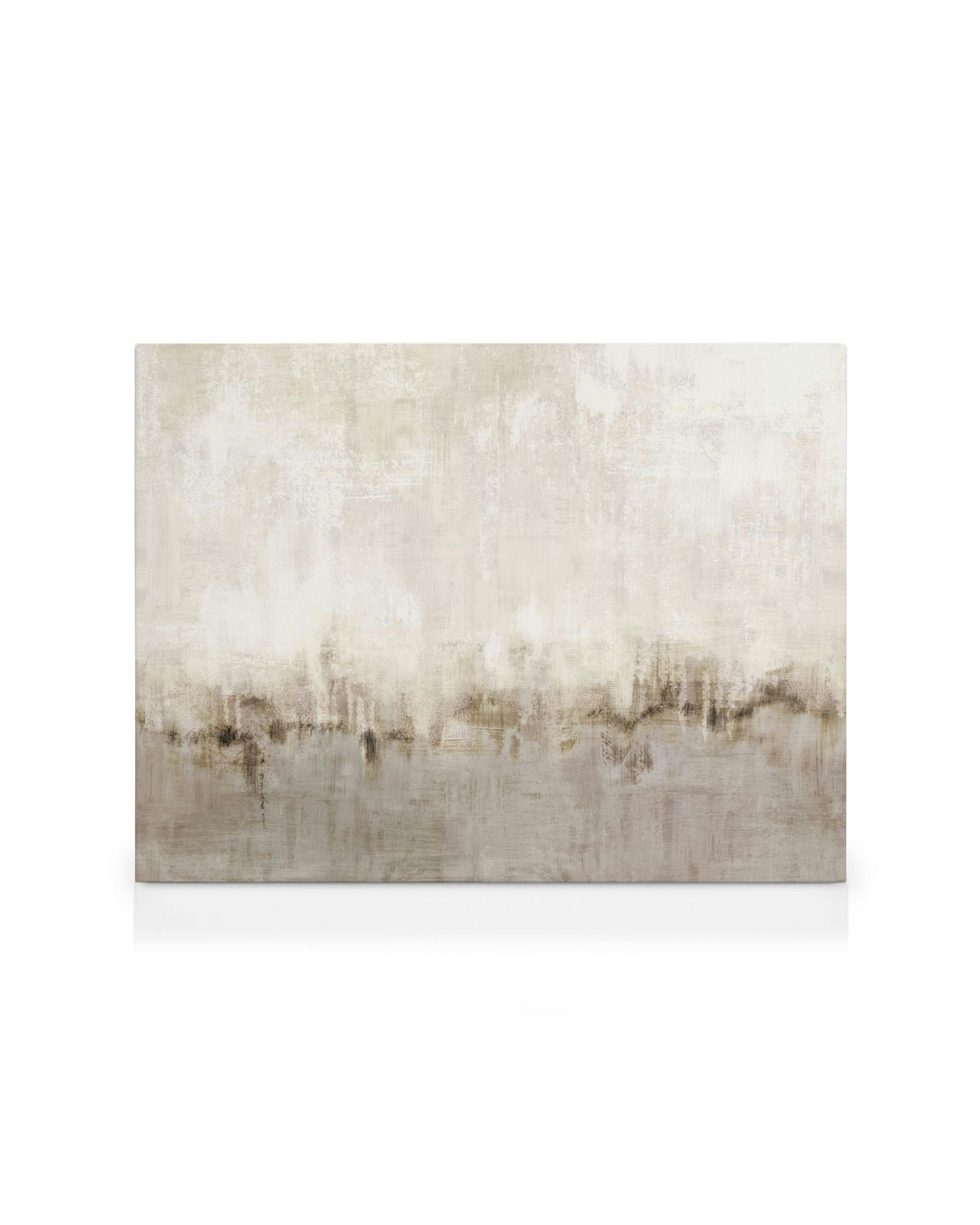 Abstract Scenery No1 canvas print, a speckled fluid painting in shades of brown and beige, creating a modern abstract landscape.