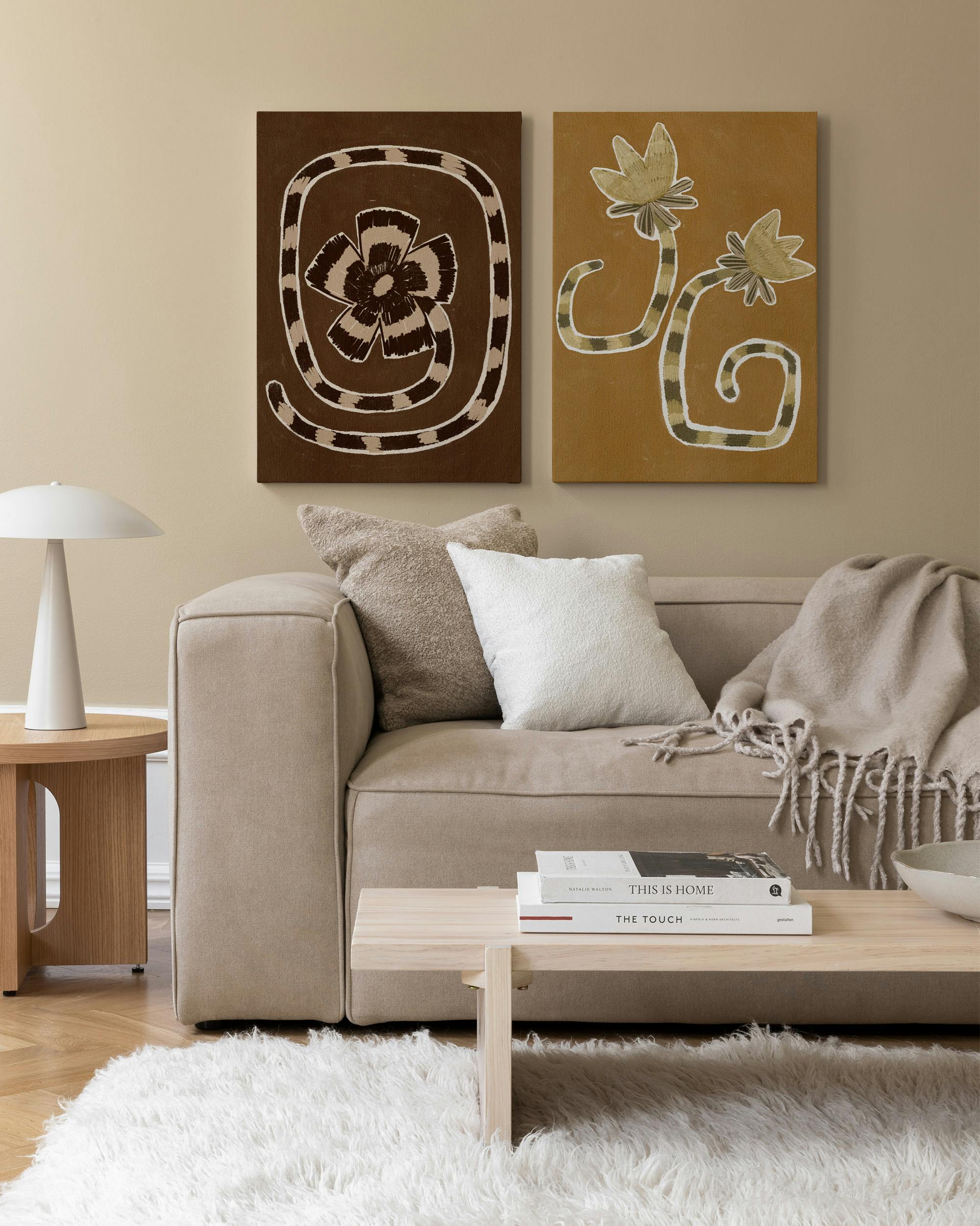 Delicate Bloom Duo obrazov na plátne (70x100 cm - Čierny rám)