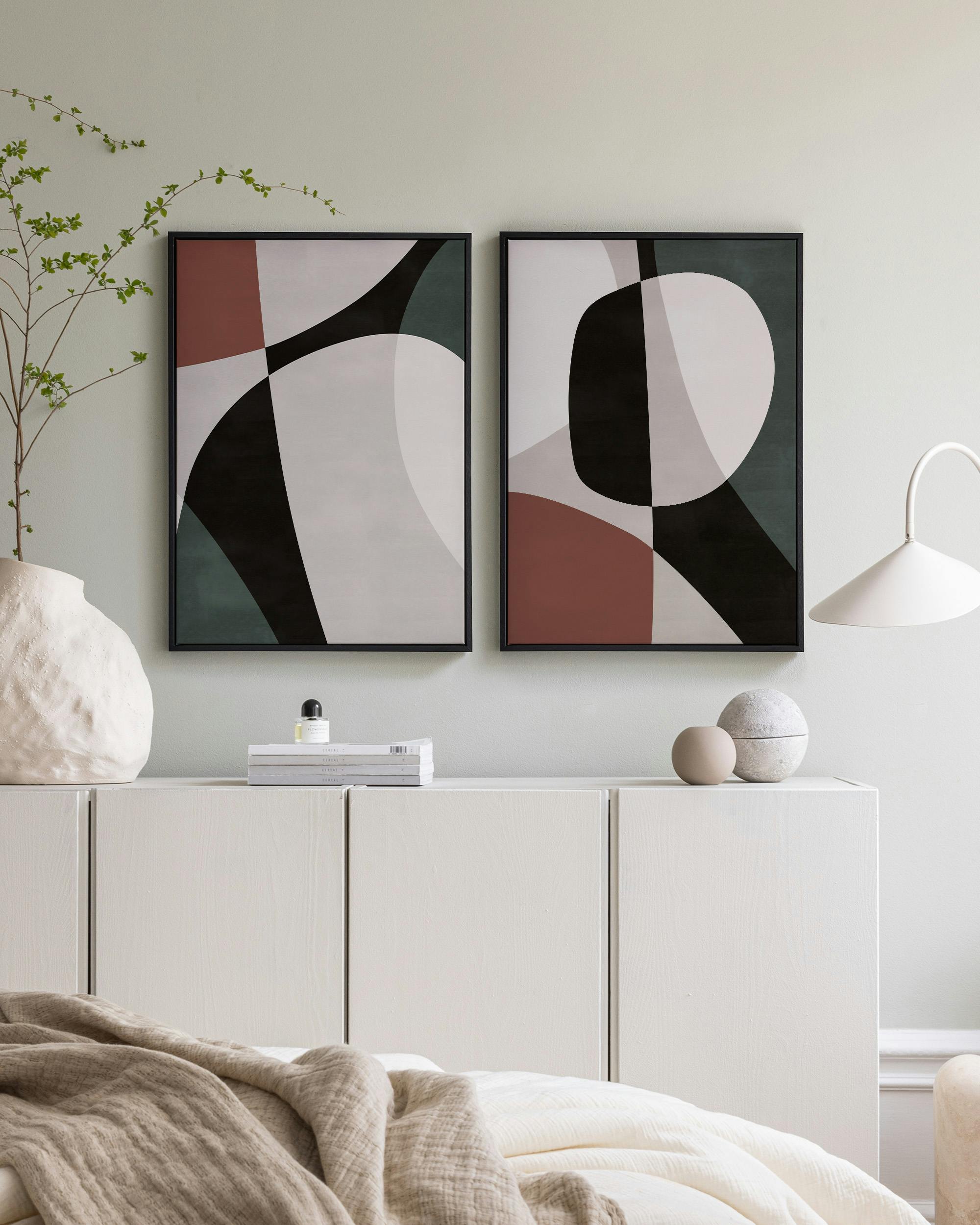 Canvas Prints Block Shapes Canvas Duo (50x70 cm - Oak Frame)