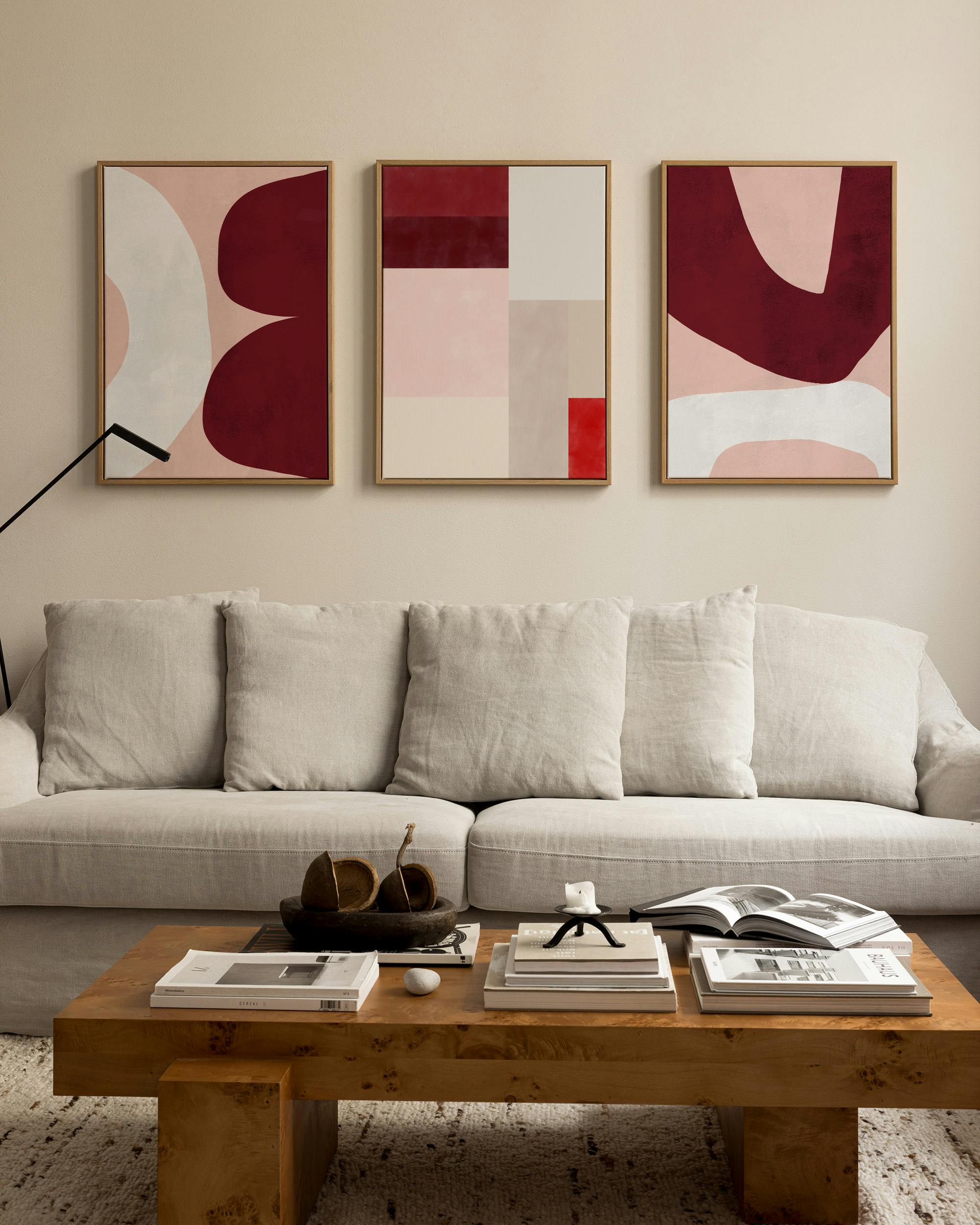 Bold Blocks Canvas Trio (50x70 cm - Black Frame)