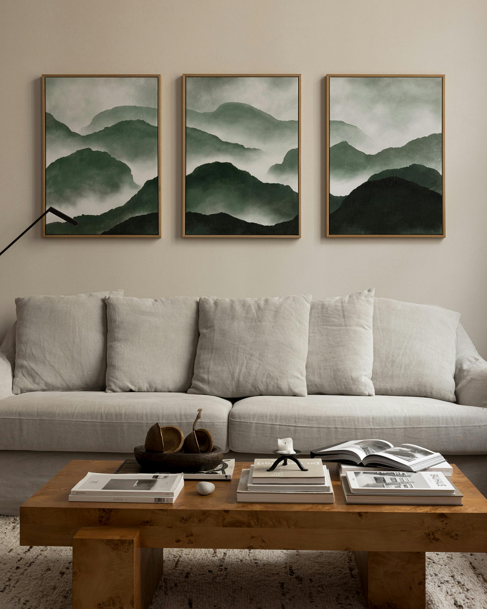 Mistscape Trio de Toiles (70x100 cm - Cadre noir)  Lots de Toiles