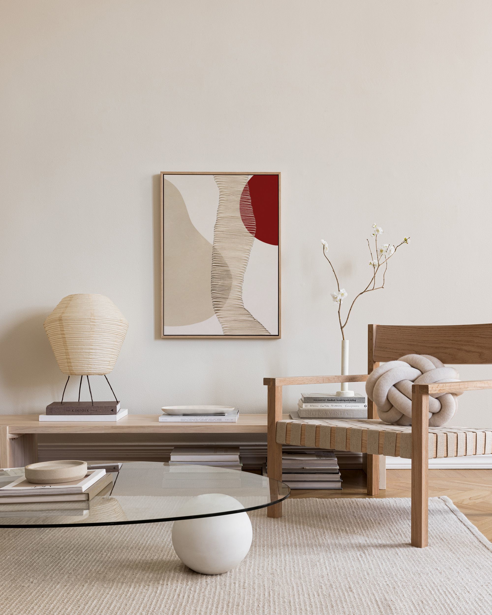 Red and Beige Abstract Canvas Print – Modern Wall Art | Desenio UK