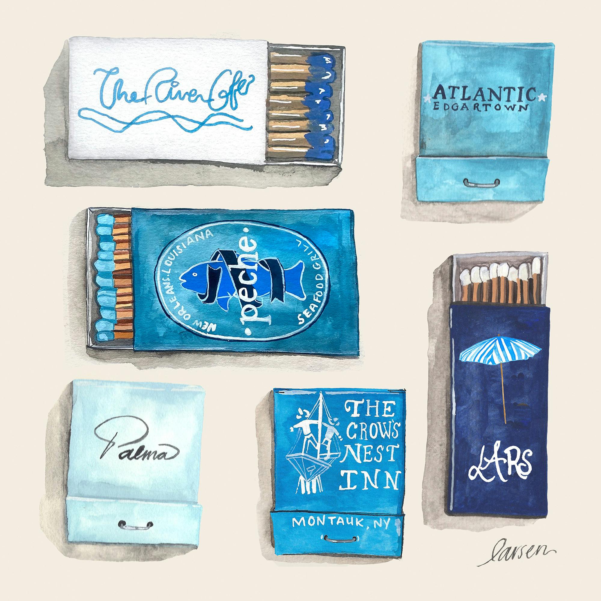 Larsen McDowell Art - Matchbook Collection Blue Plagát 0