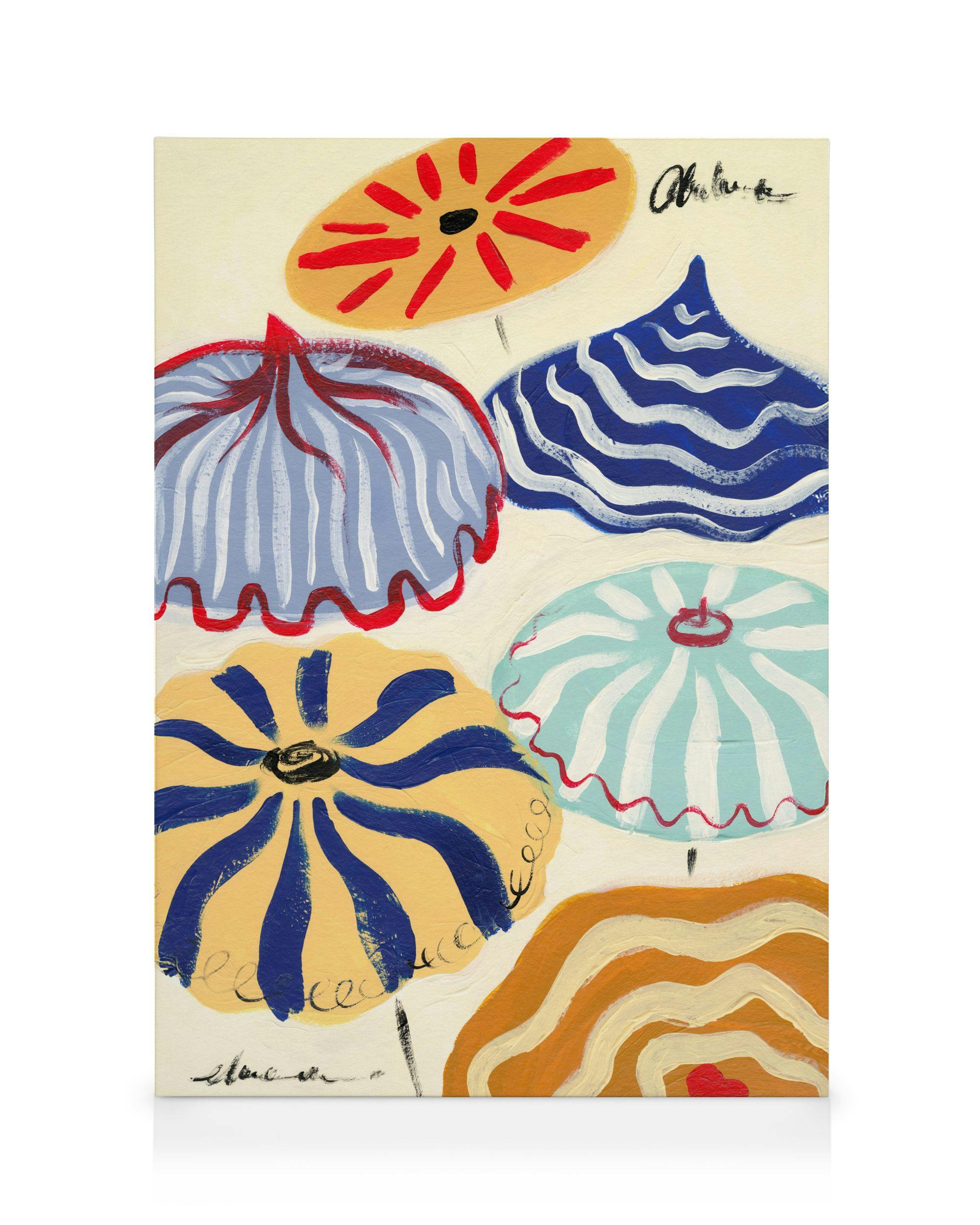 Riviera Parasols Toile (50x70 cm) - Peintures par Desenio