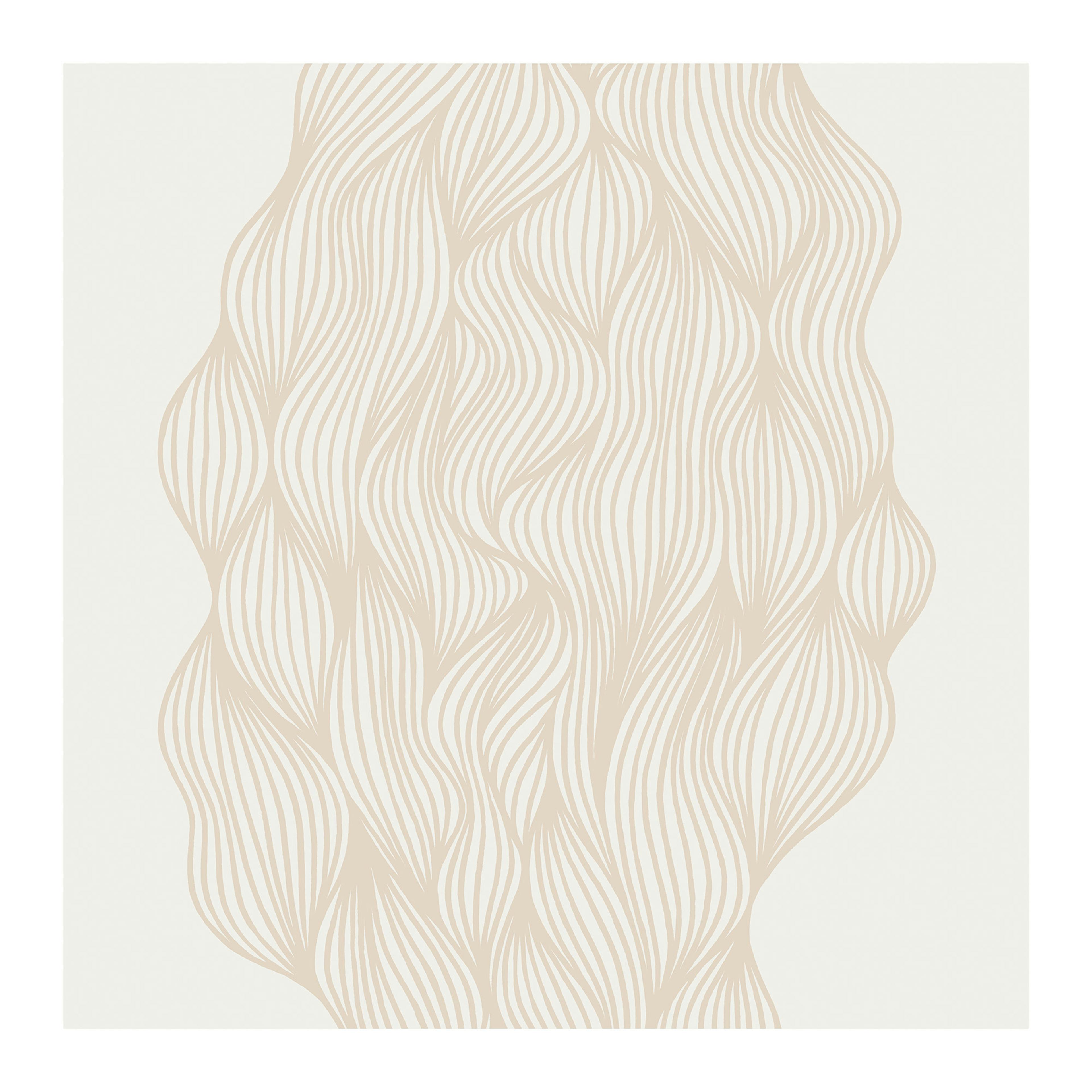 Abstract Lines No1 print featuring beige wavy lines on a light beige background, a modern poster design.