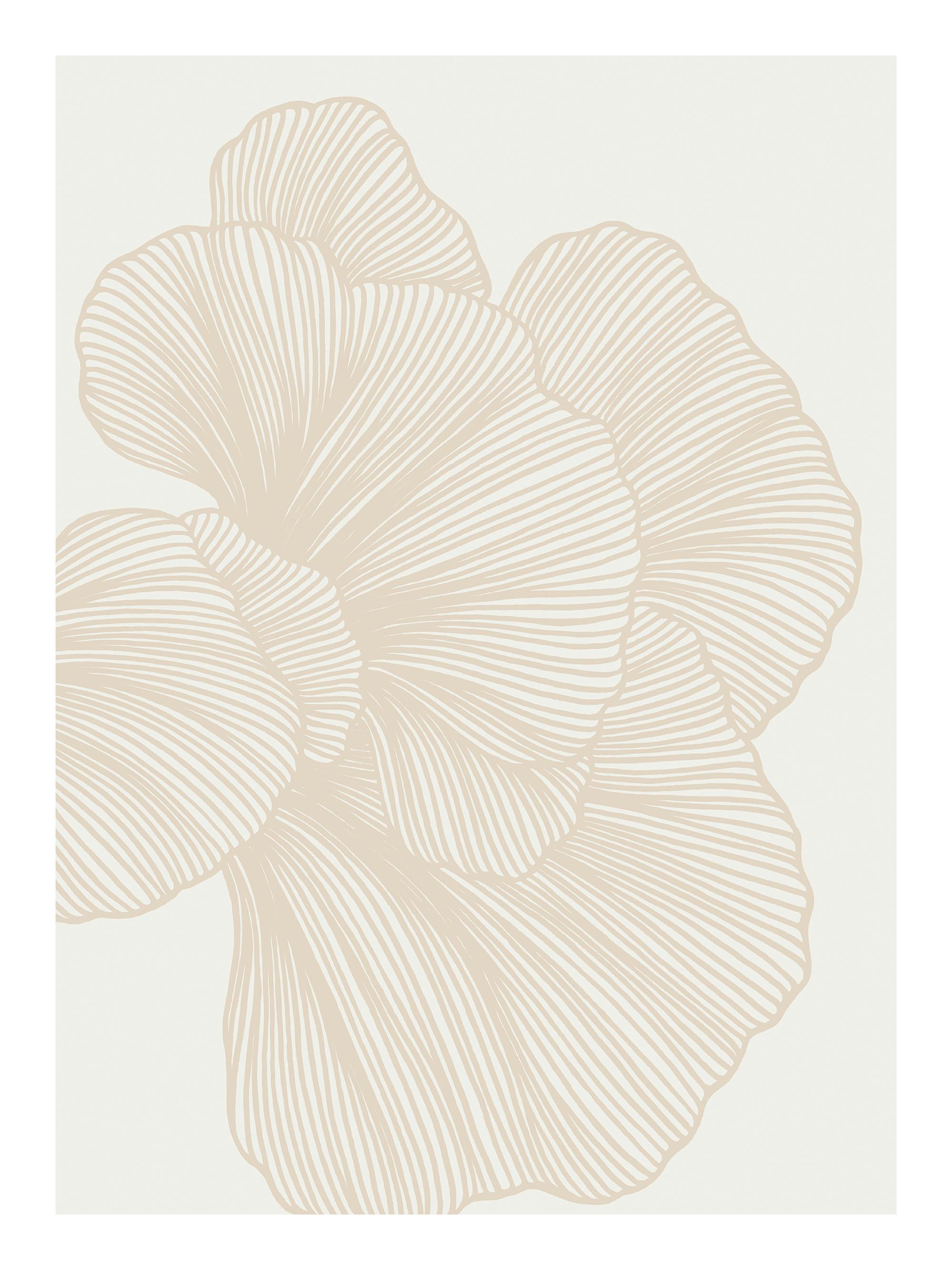 Abstrakt beige blommönster med fina linjer, perfekt för minimalistisk inredning och väggkonst.