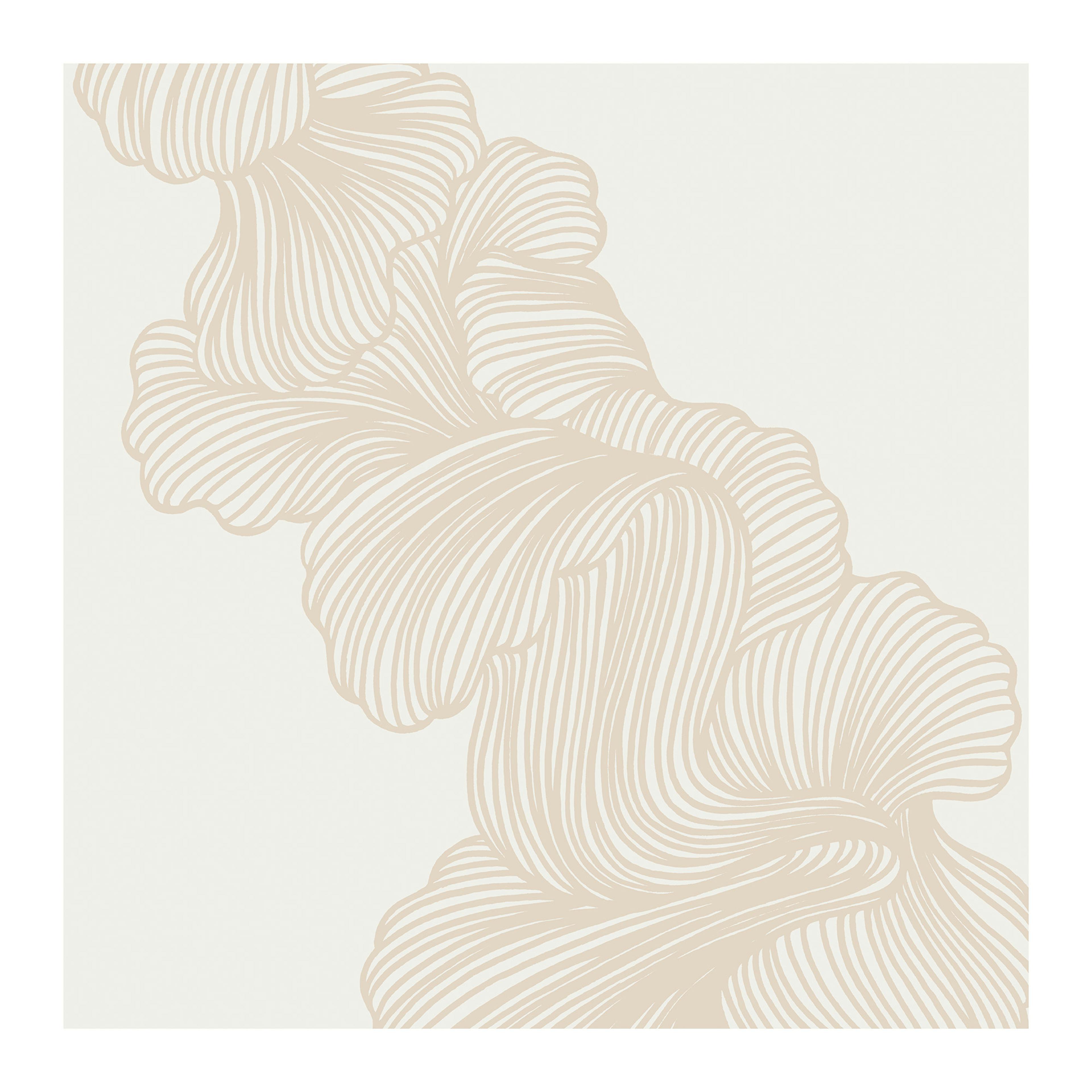 Póster Abstract Lines No3, ilustración de líneas beige con formas orgánicas, arte mural moderno