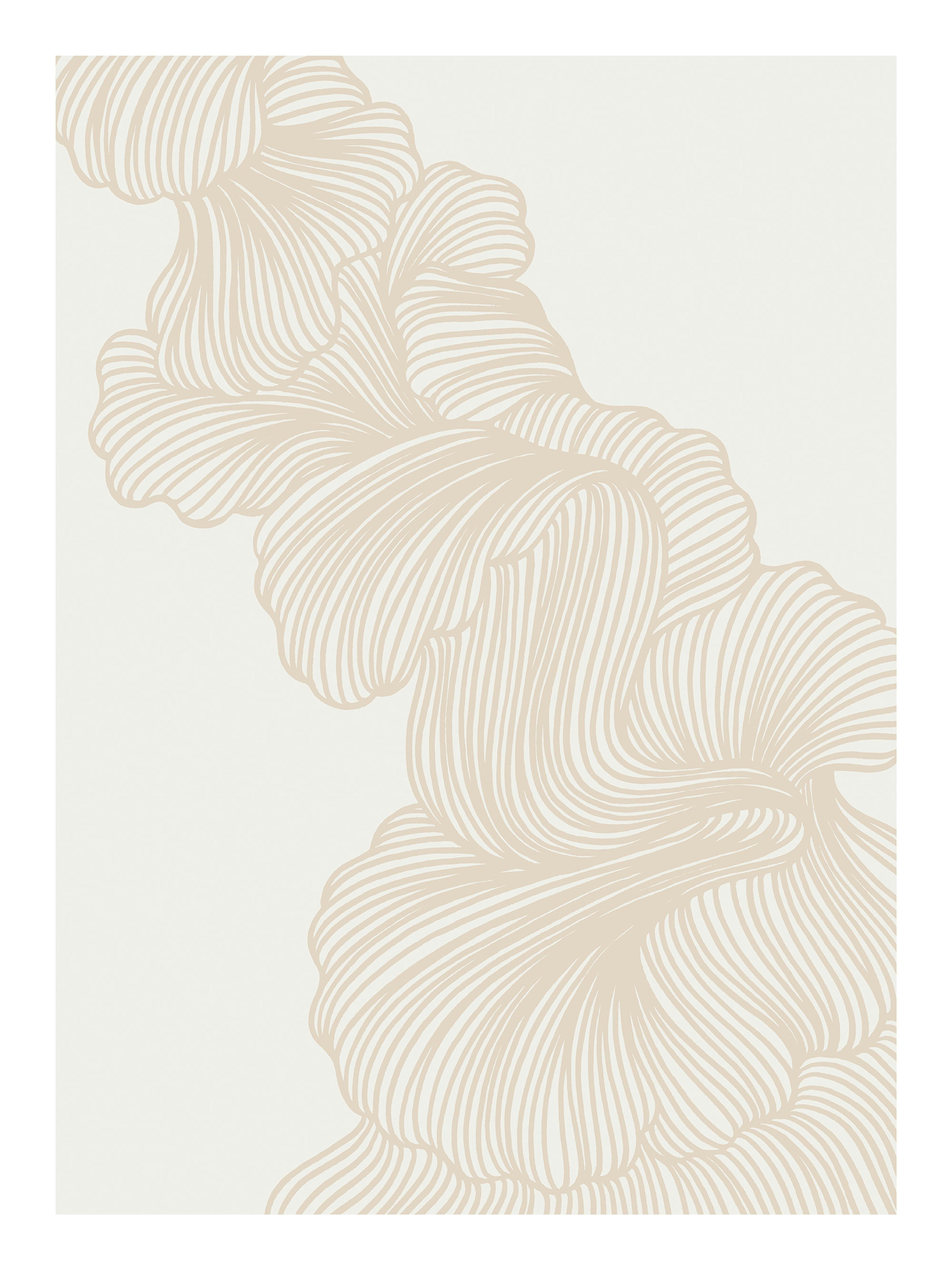 Abstract Lines No3 print, a beige line illustration with flowing organic shapes on a light background. Minimalist poster art.