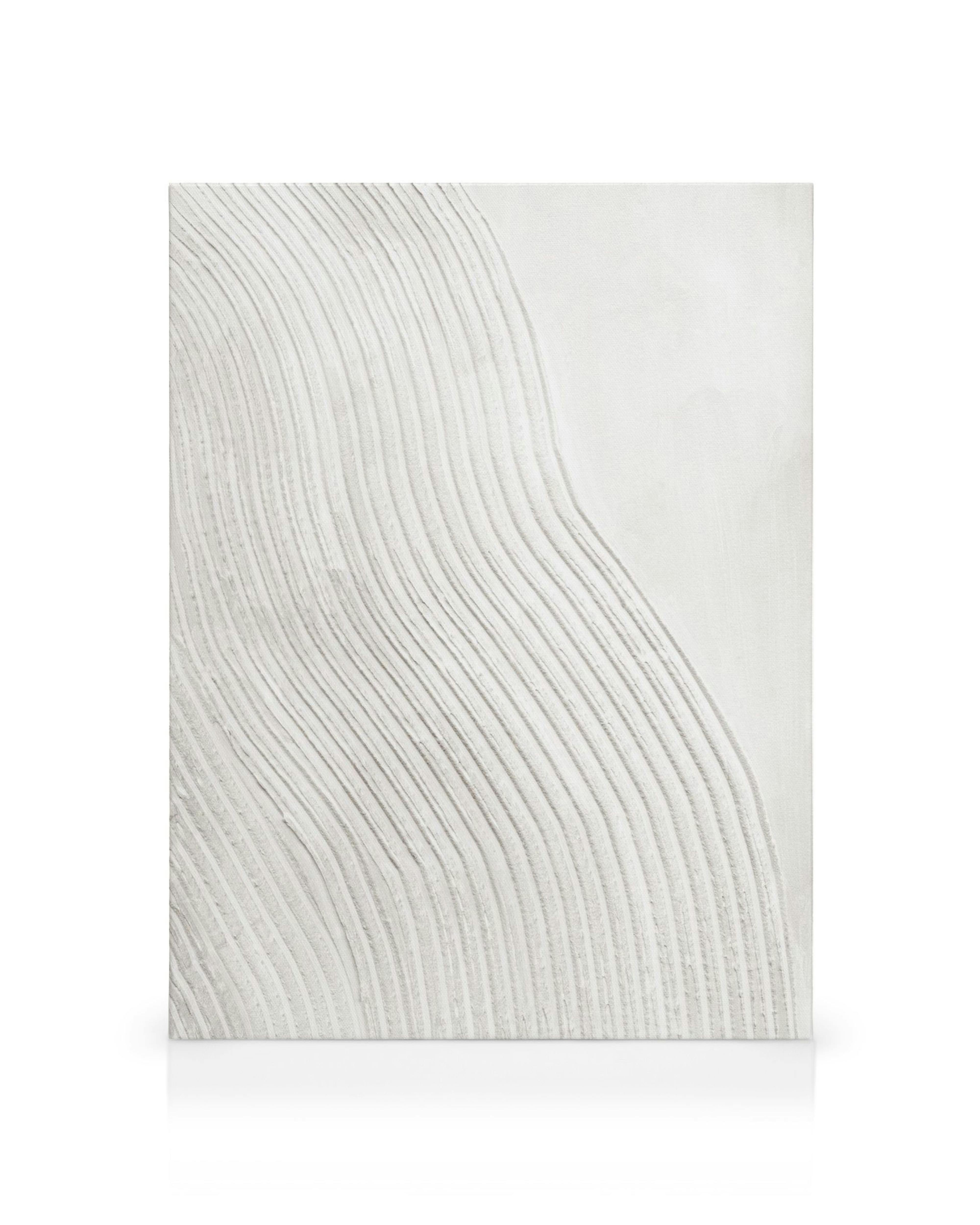 Obraz na płótnie z falistymi liniami w jasnoszarym kolorze, tworzący efekt tekstury, idealny do minimalistycznego wnętrza